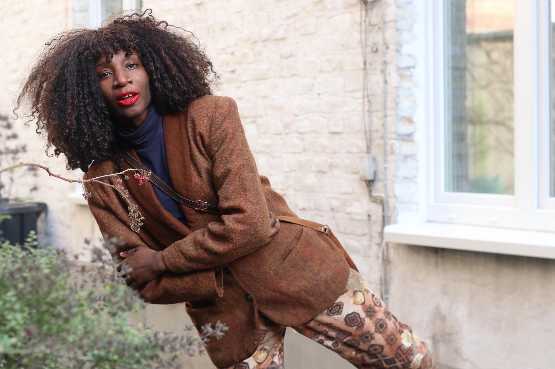 Vintage Paisley Wool Blazer| 89s Brown Collar Jacket Boho Dark Academia