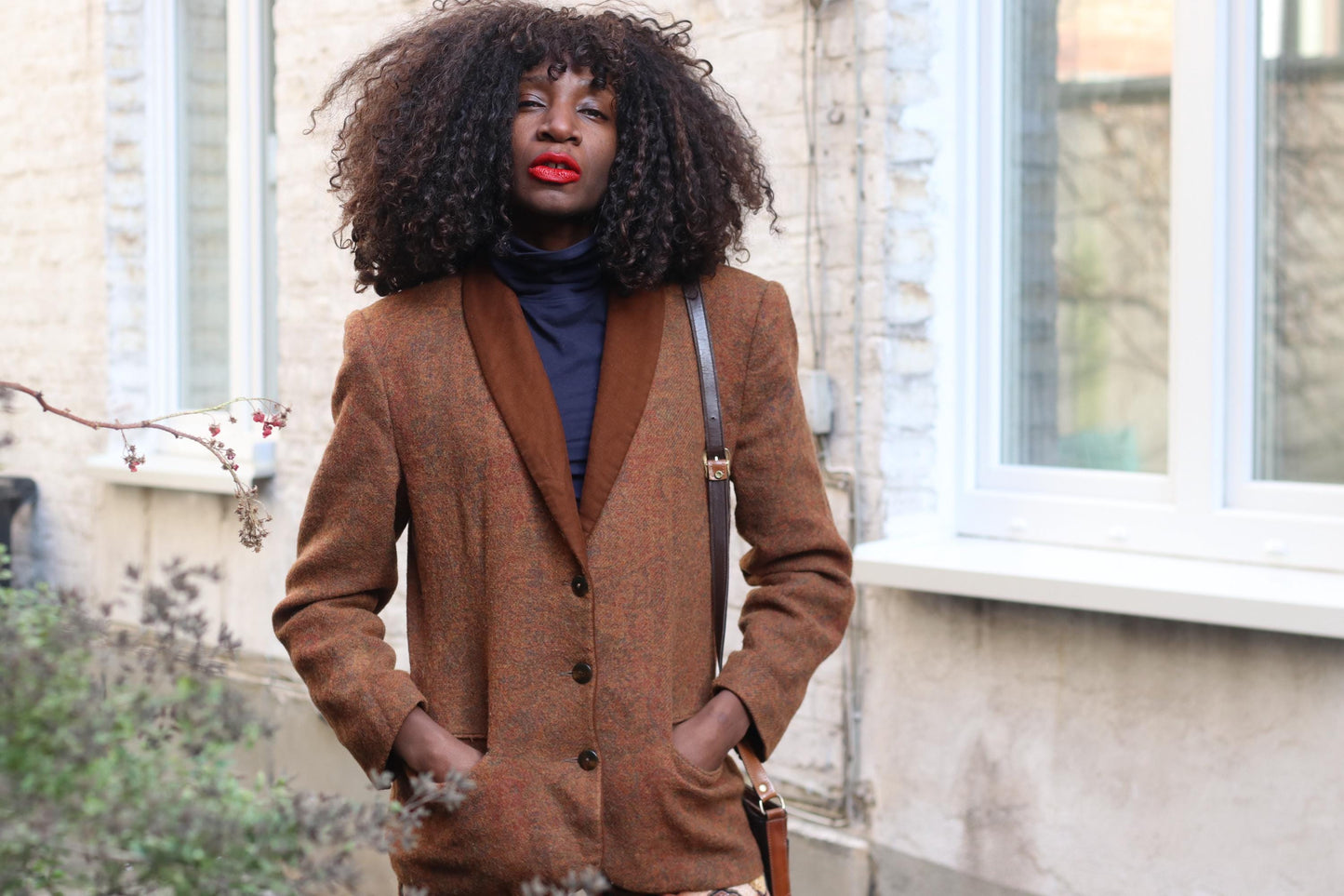 Vintage Paisley Wool Blazer| 89s Brown Collar Jacket Boho Dark Academia