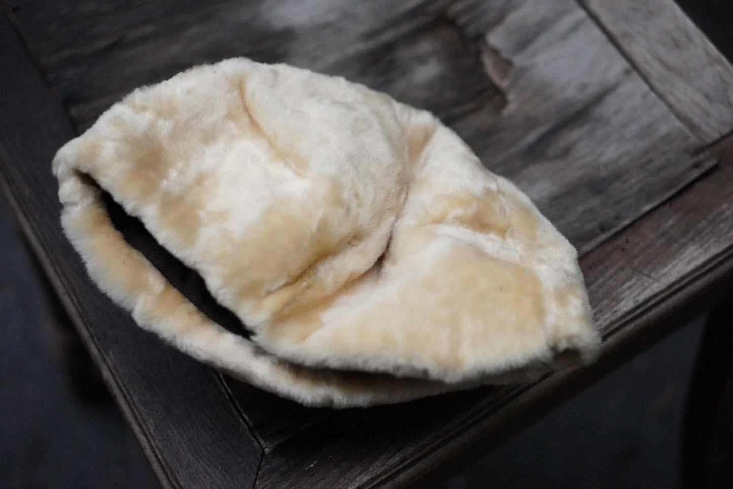 Vintage Faux Fur Pillbox Hat Cream Beige Winter 1950s 1960s Style