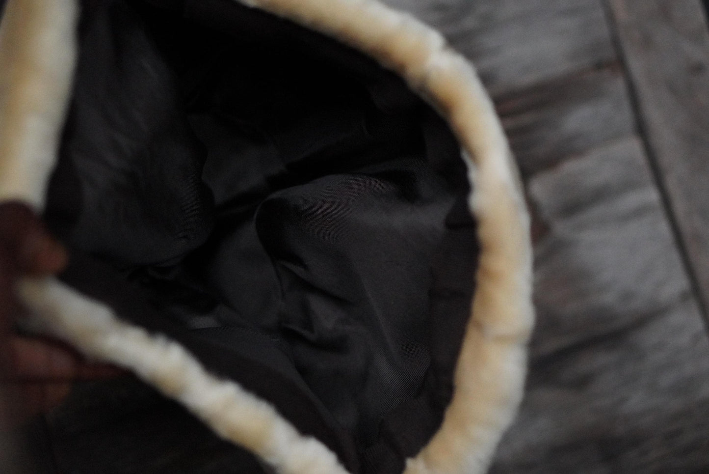 Vintage Faux Fur Pillbox Hat Cream Beige Winter 1950s 1960s Style