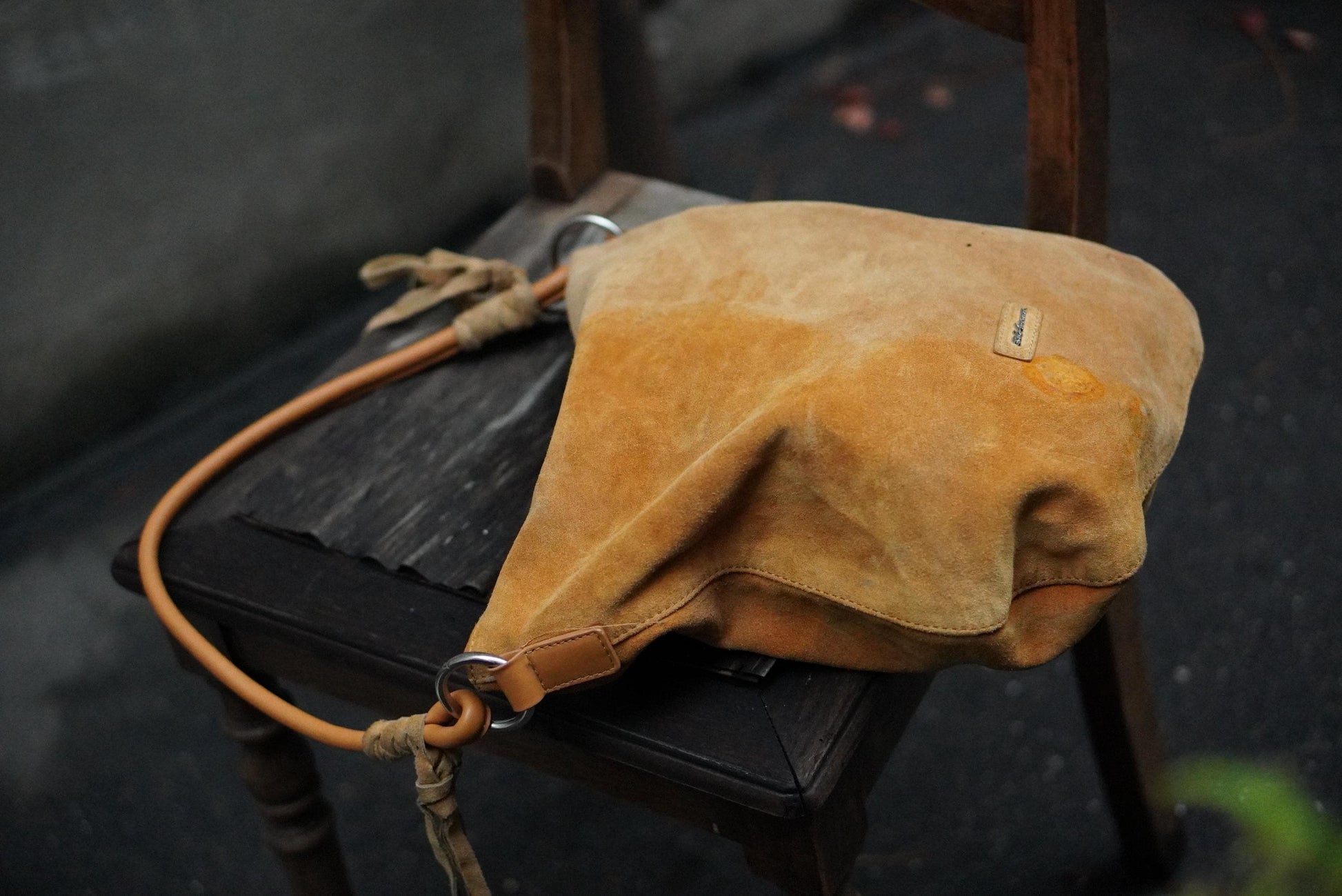 5th Avenue Suede Hobo Bag| Vintage Camel Tan Leather Strap Fringed Bohemian Purse