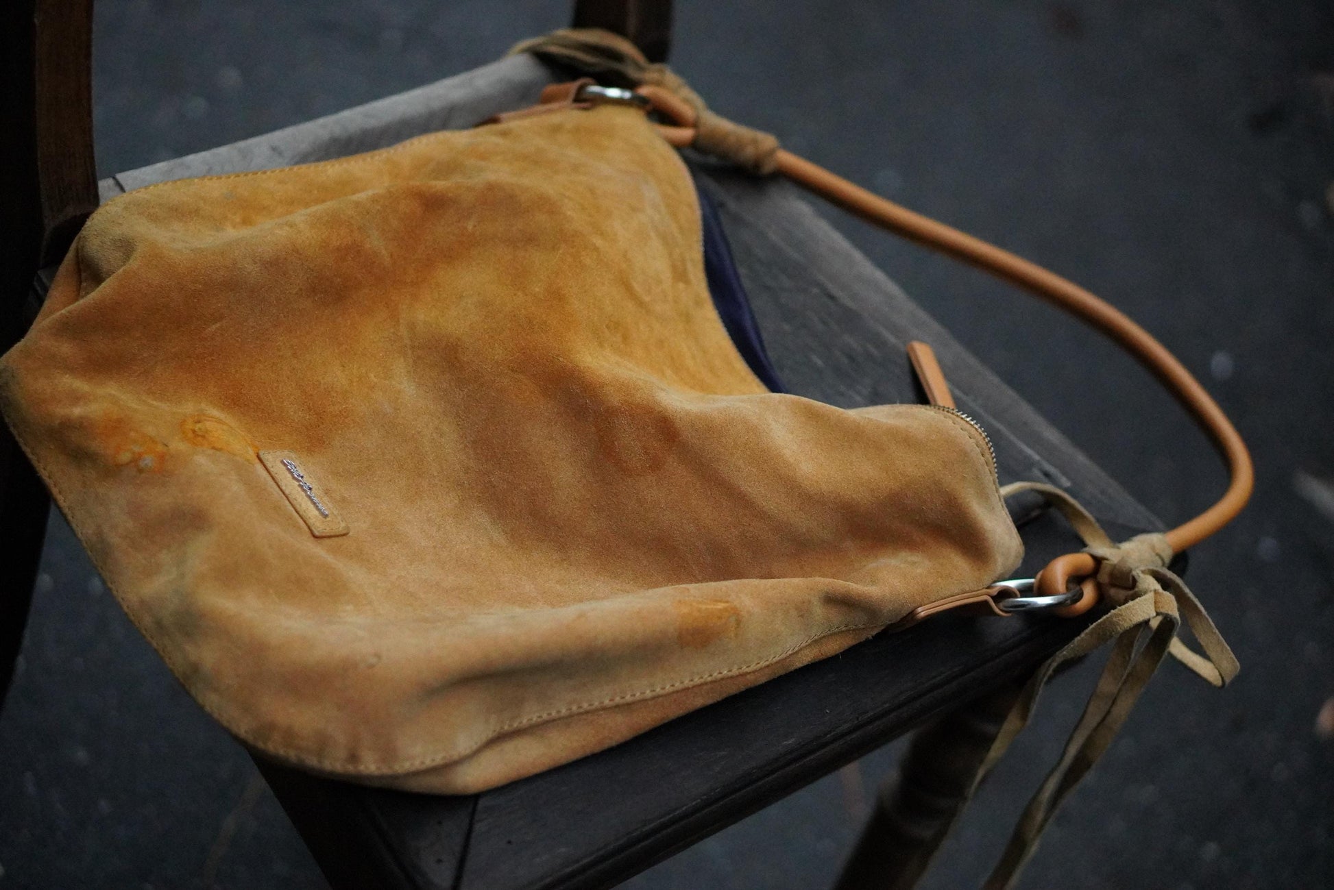 5th Avenue Suede Hobo Bag| Vintage Camel Tan Leather Strap Fringed Bohemian Purse