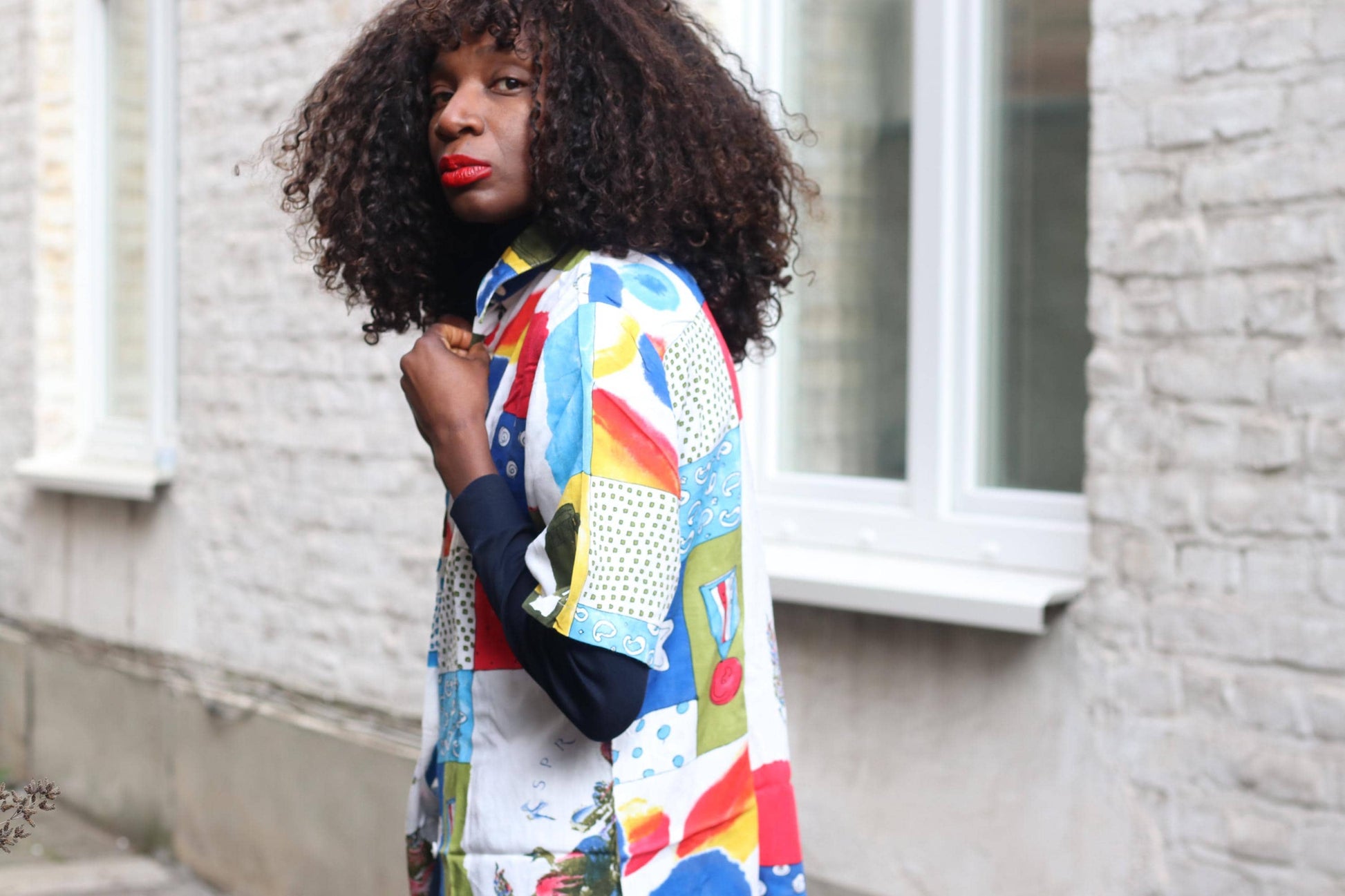 Vintage 90s Art Shirt| Unisex Abstract Patchwork Print Short Sleeve Viscose Blouse Size M