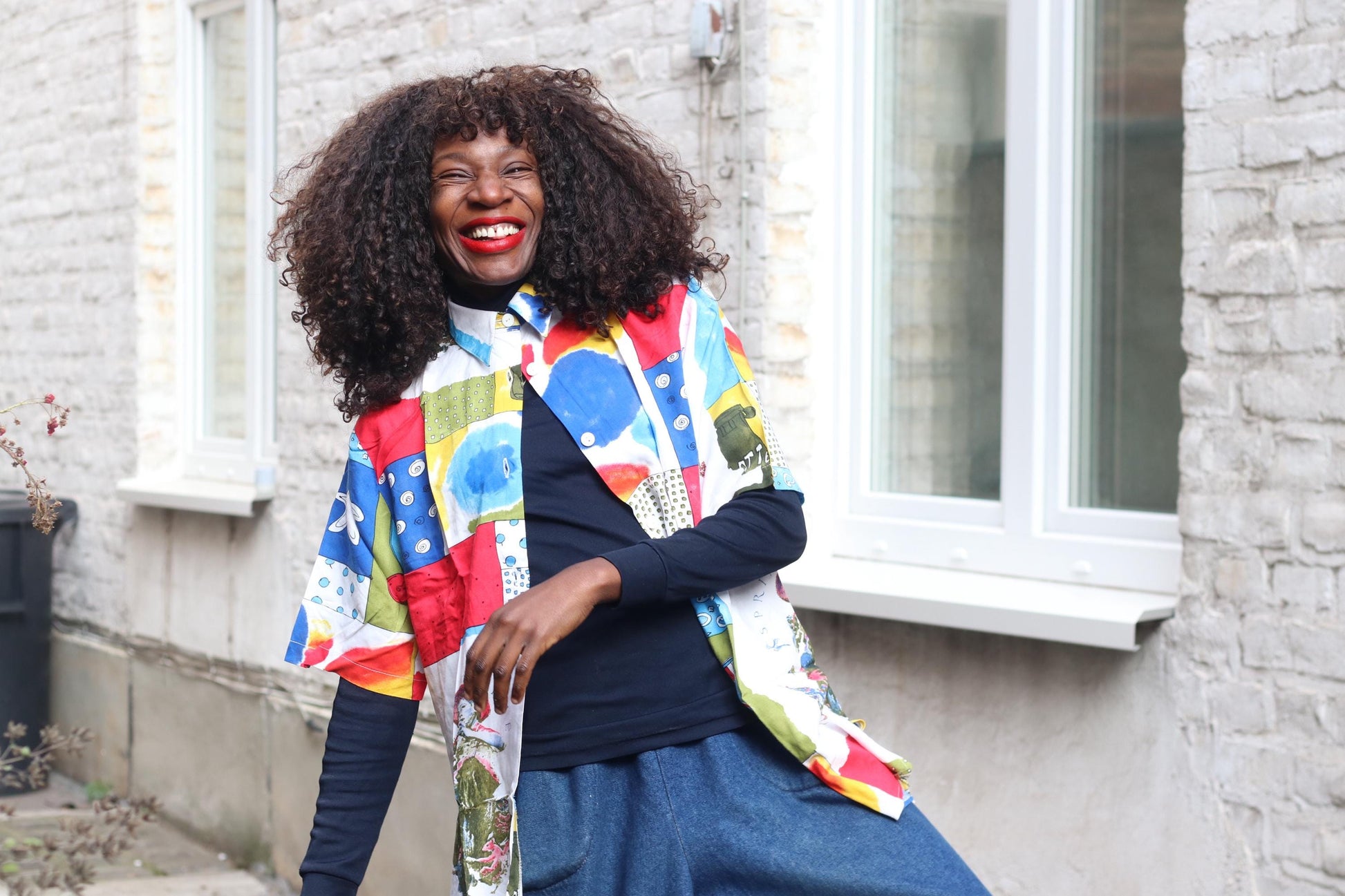 Vintage 90s Art Shirt| Unisex Abstract Patchwork Print Short Sleeve Viscose Blouse Size M