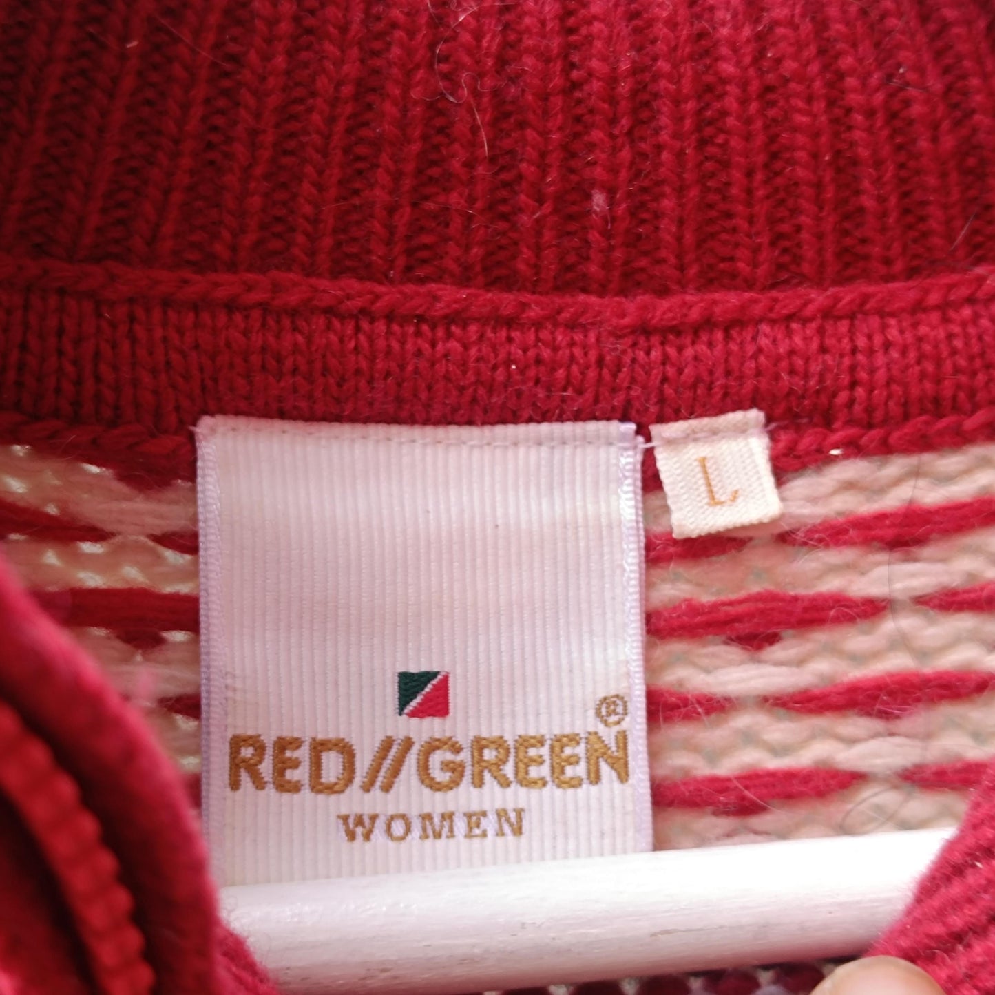 Vintage Nautical Anchor Sweater Red White Oversized Knit Pullover Quarter Zip XL