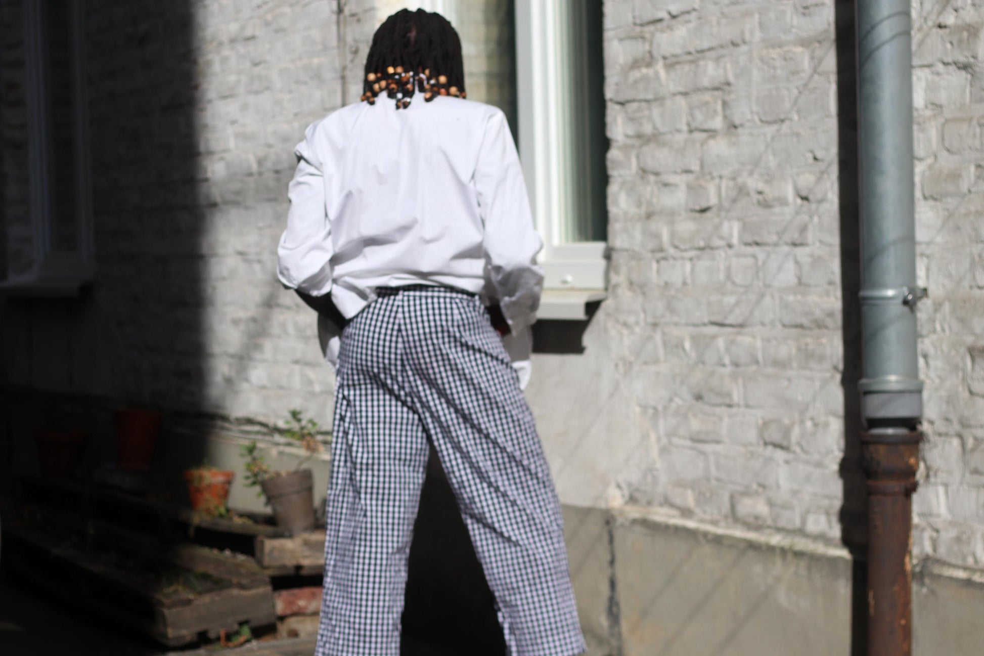 Vintage Lauren Ralph Lauren Gingham Pants Navy Blue White Check US Size 10 Cotton