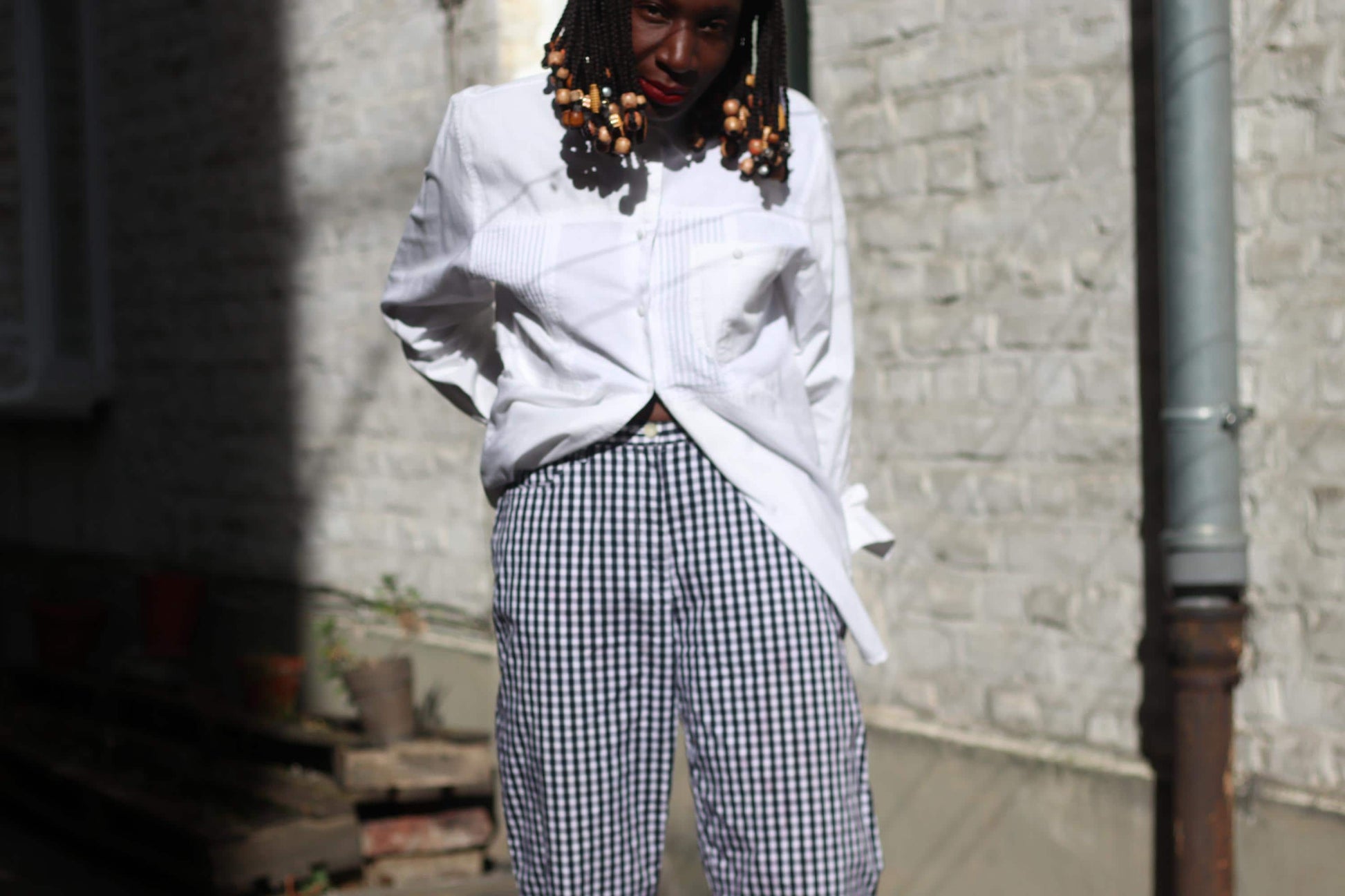 Vintage Lauren Ralph Lauren Gingham Pants Navy Blue White Check US Size 10 Cotton