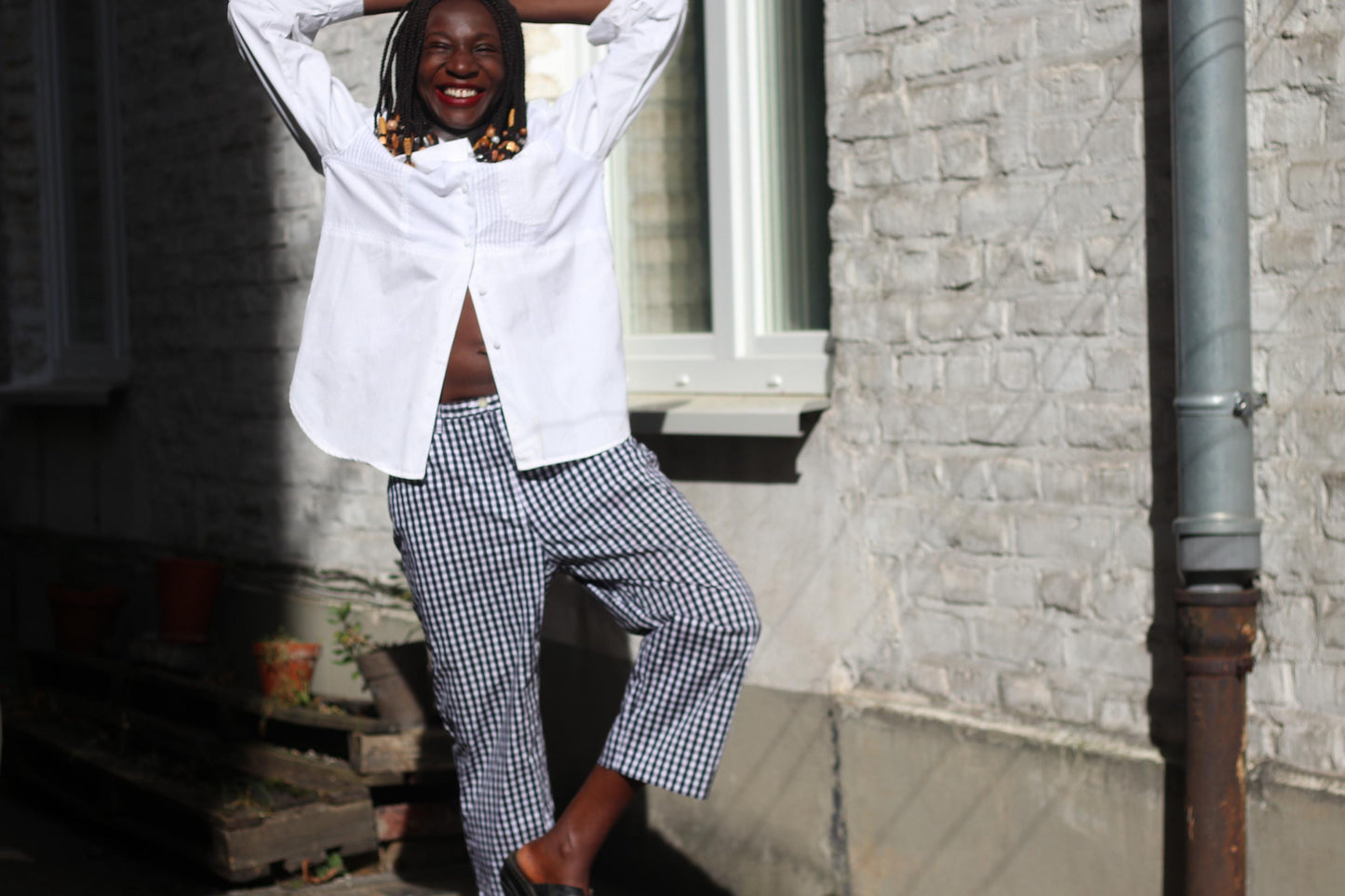 Vintage Lauren Ralph Lauren Gingham Pants Navy Blue White Check US Size 10 Cotton