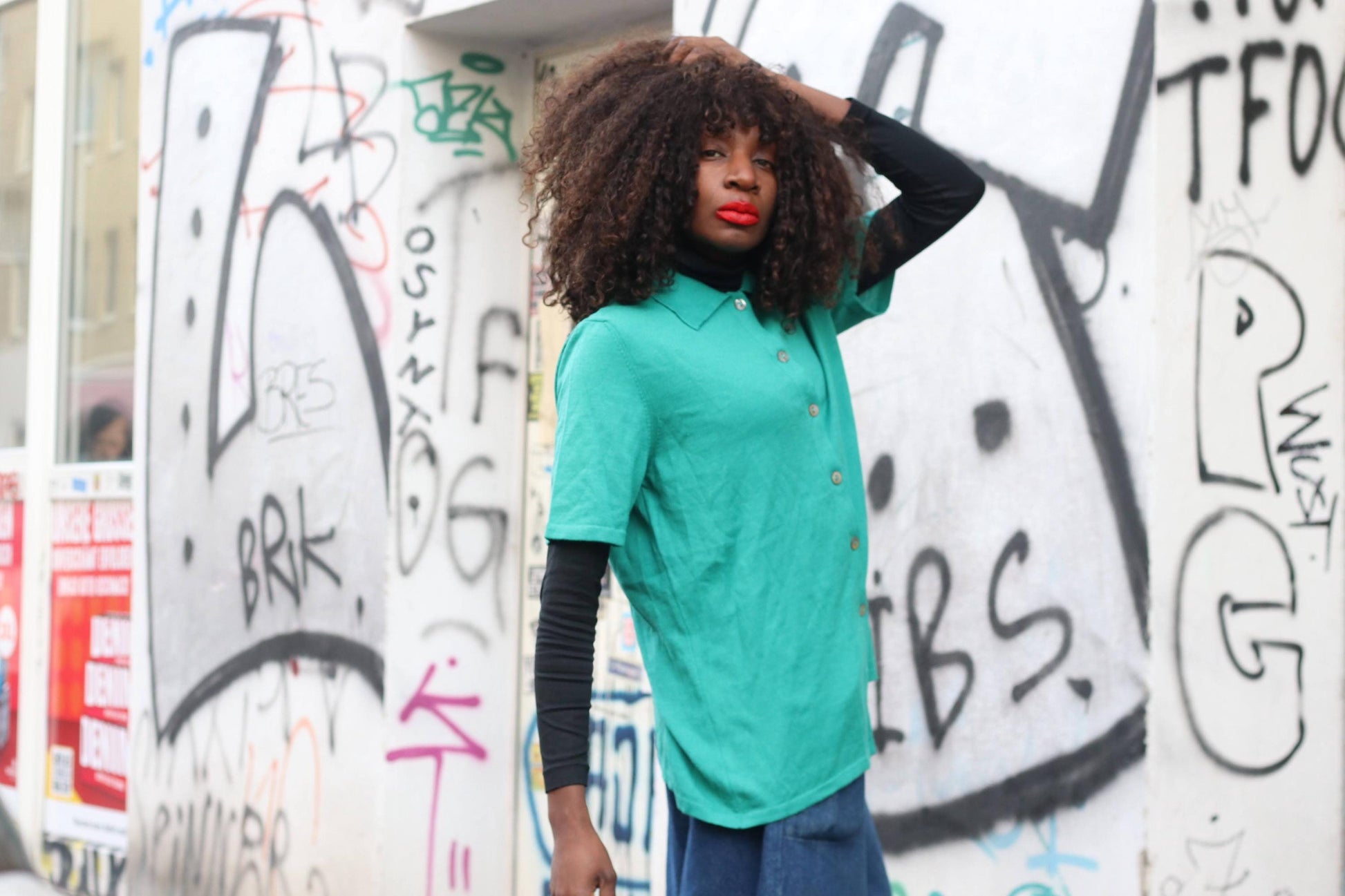 Vintage Deadstock Green Virgin Wool Cotton Polo Knit Cardigan Size M-L