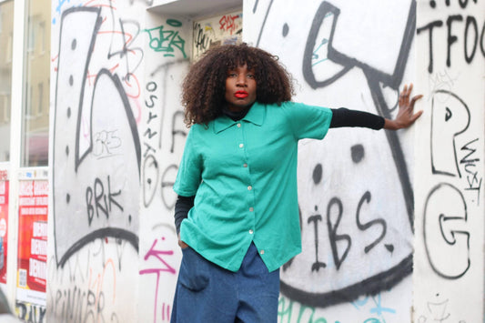 Vintage Deadstock Green Virgin Wool Cotton Polo Knit Cardigan Size M-L