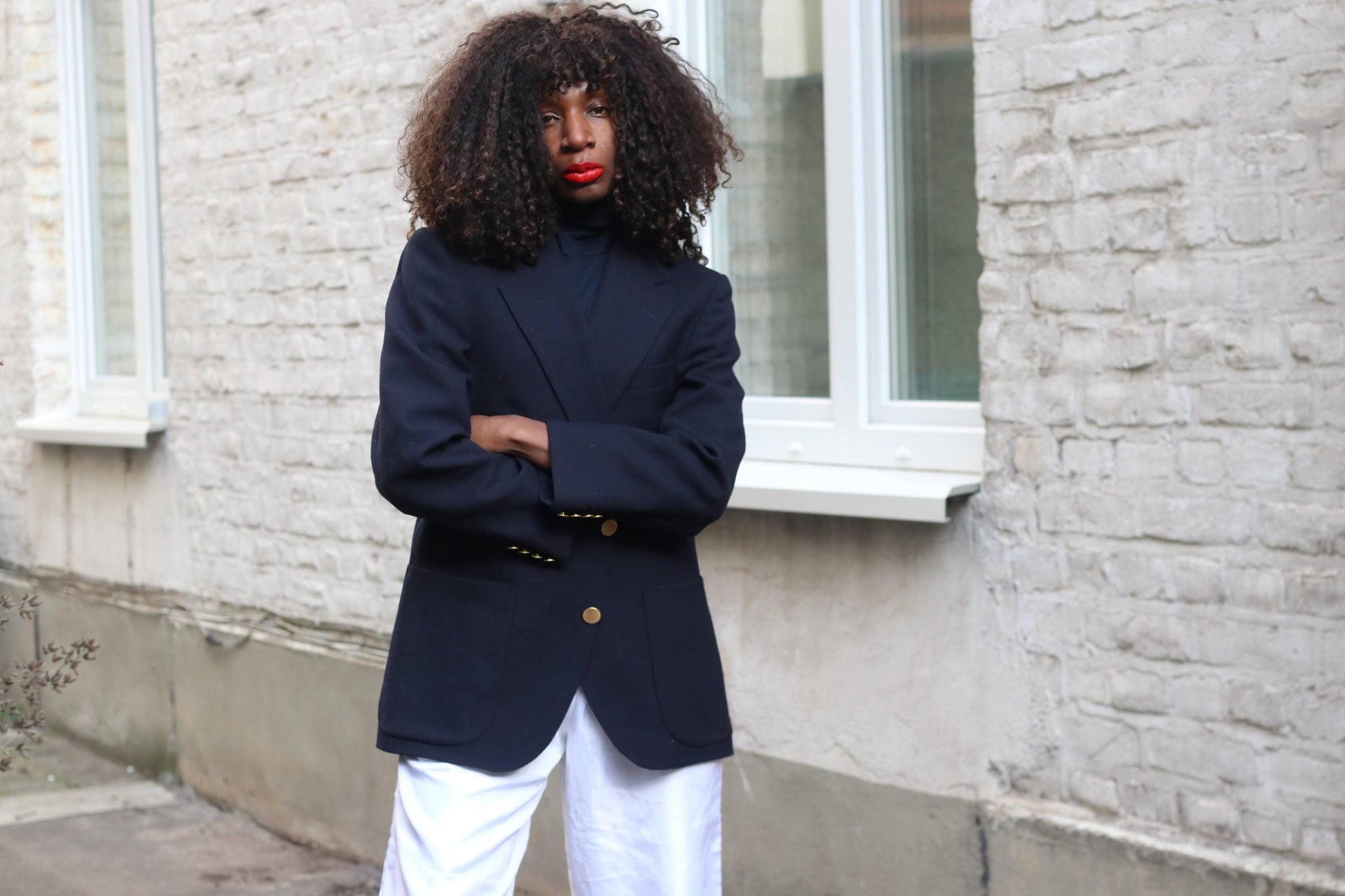 Vintage Navy Wool Blazer| 90s Made in Sweden Gold Buttons Dark Academia Jacket