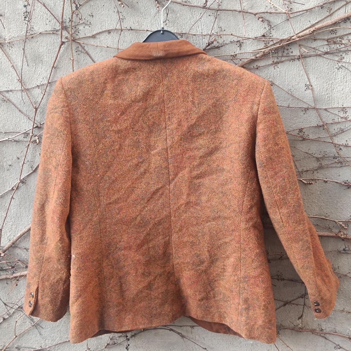 Vintage Paisley Wool Blazer| 89s Brown Collar Jacket Boho Dark Academia