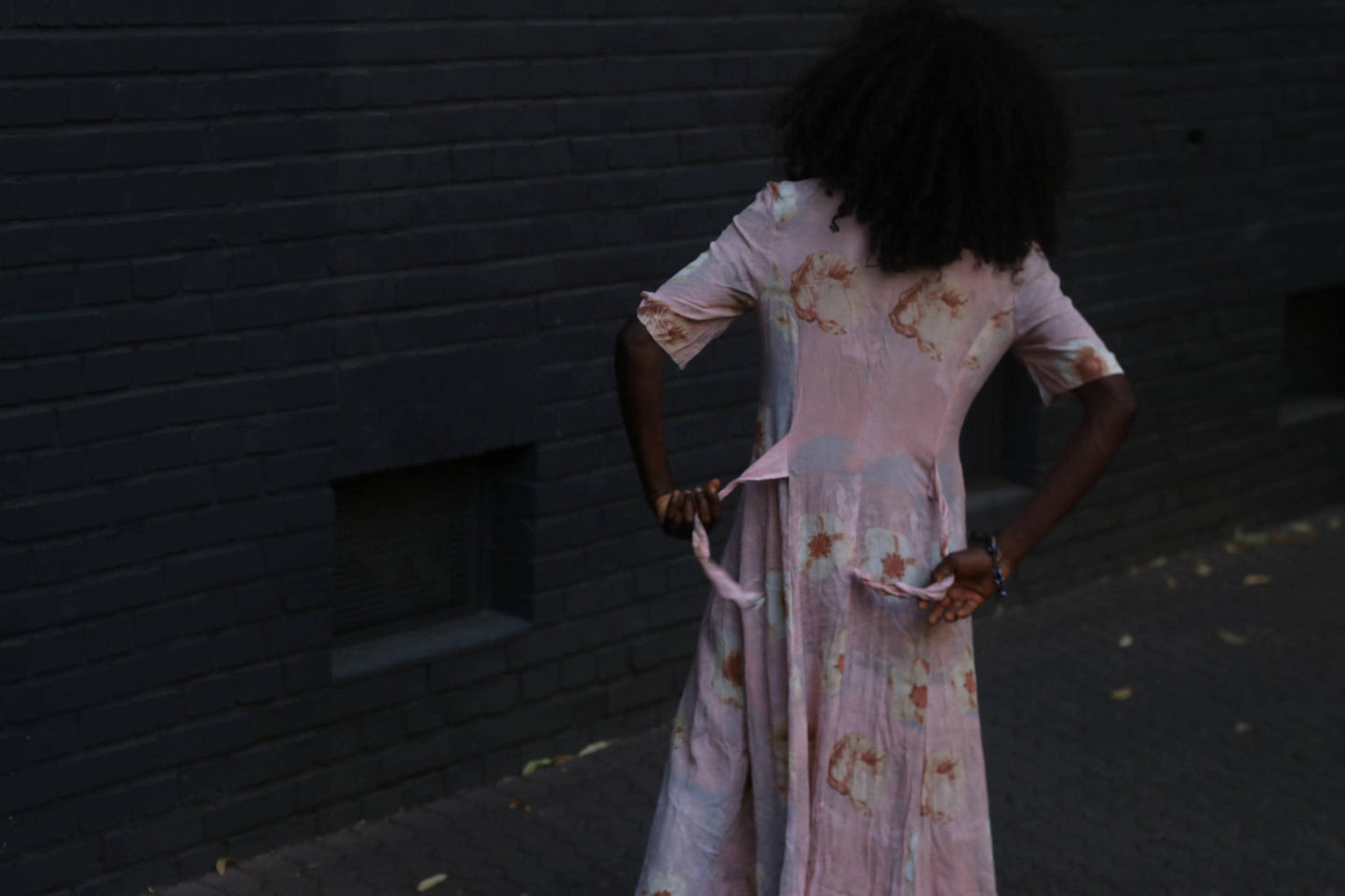 90s Floral Rayon Tea Dress Pink Midi Button Down Summer Gown Grunge Fairycore M