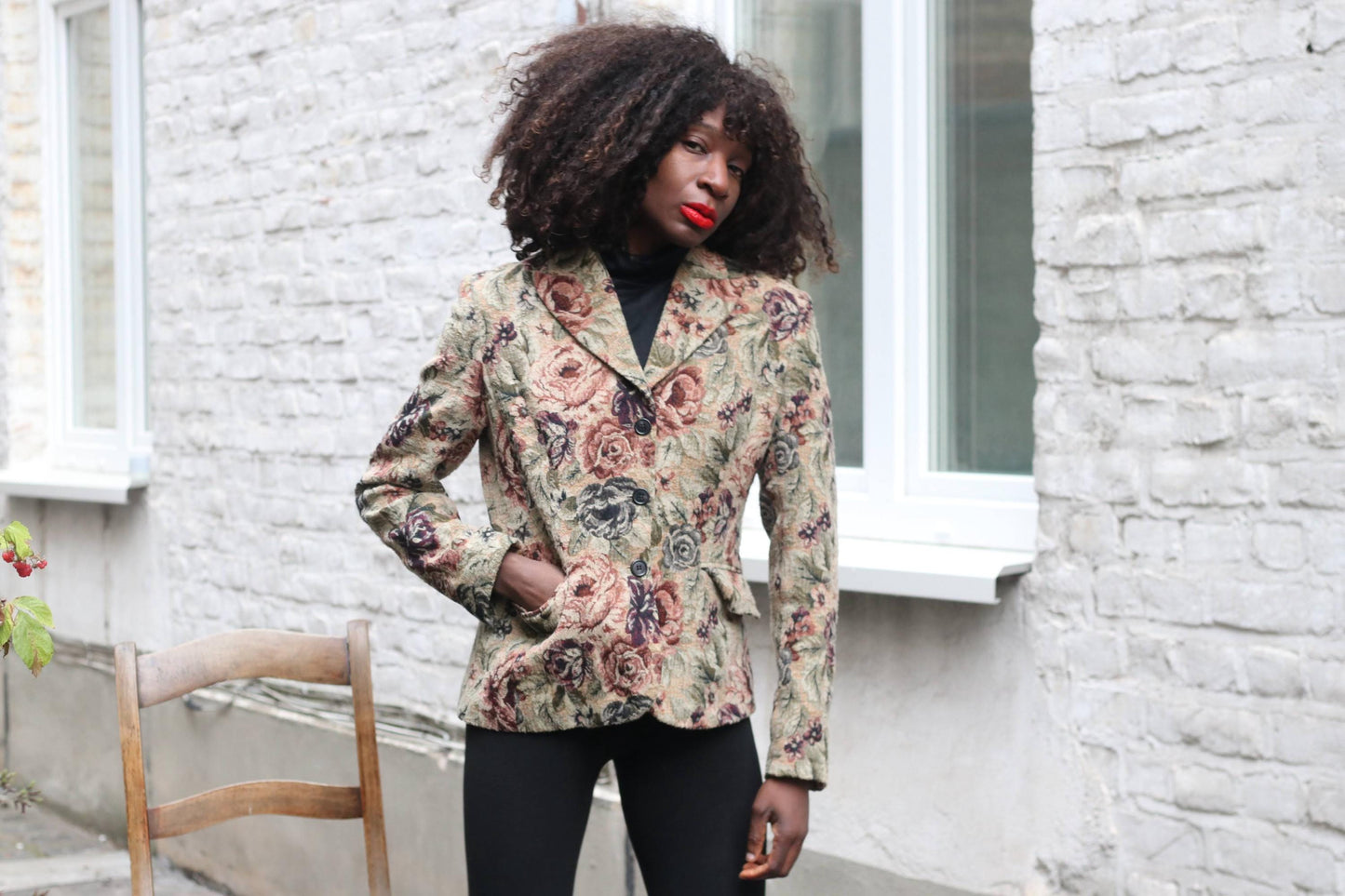 Vintage BiBA Floral Blazer Jacket | Textured Tapestry Style | Tailored Fit