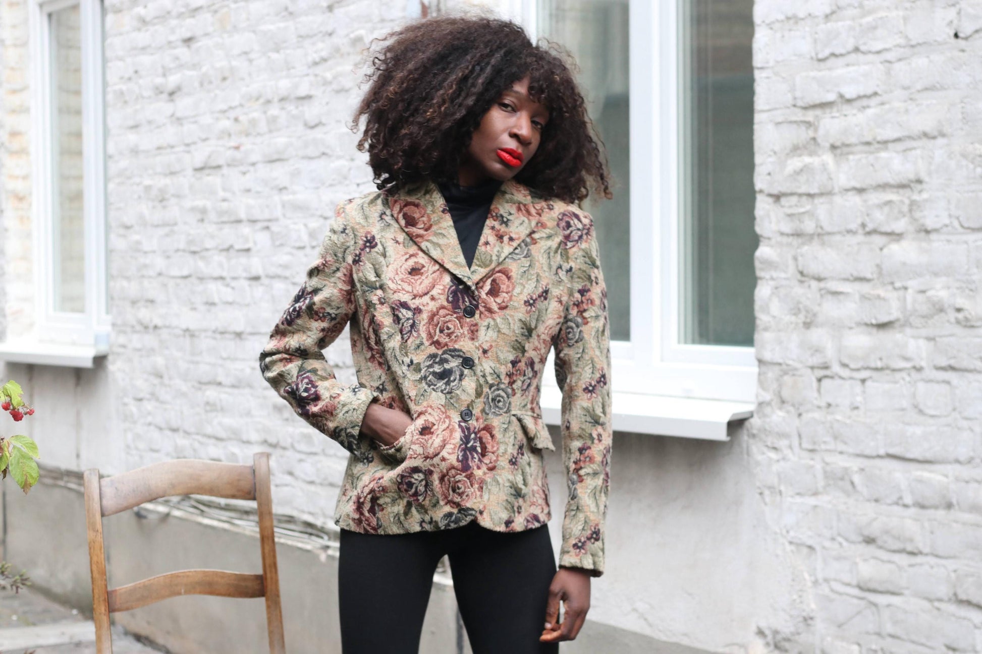 Vintage BiBA Floral Blazer Jacket | Textured Tapestry Style | Tailored Fit
