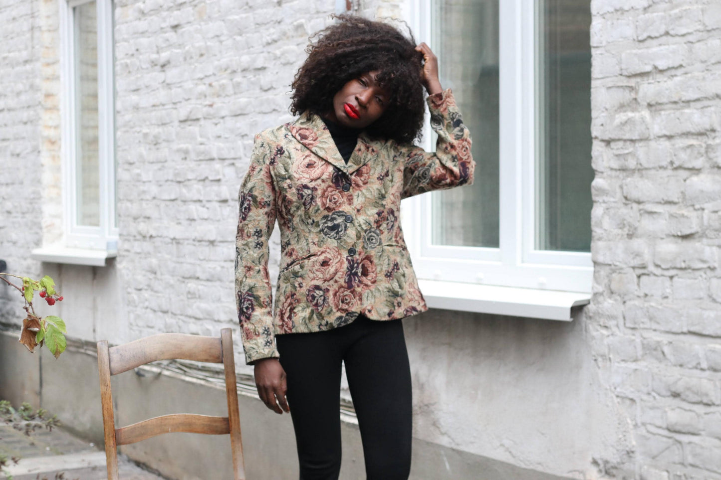Vintage BiBA Floral Blazer Jacket | Textured Tapestry Style | Tailored Fit