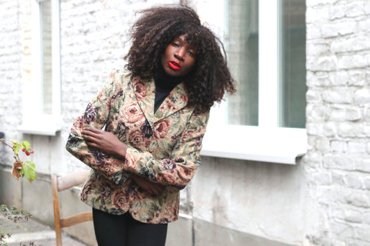 Vintage BiBA Floral Blazer Jacket | Textured Tapestry Style | Tailored Fit