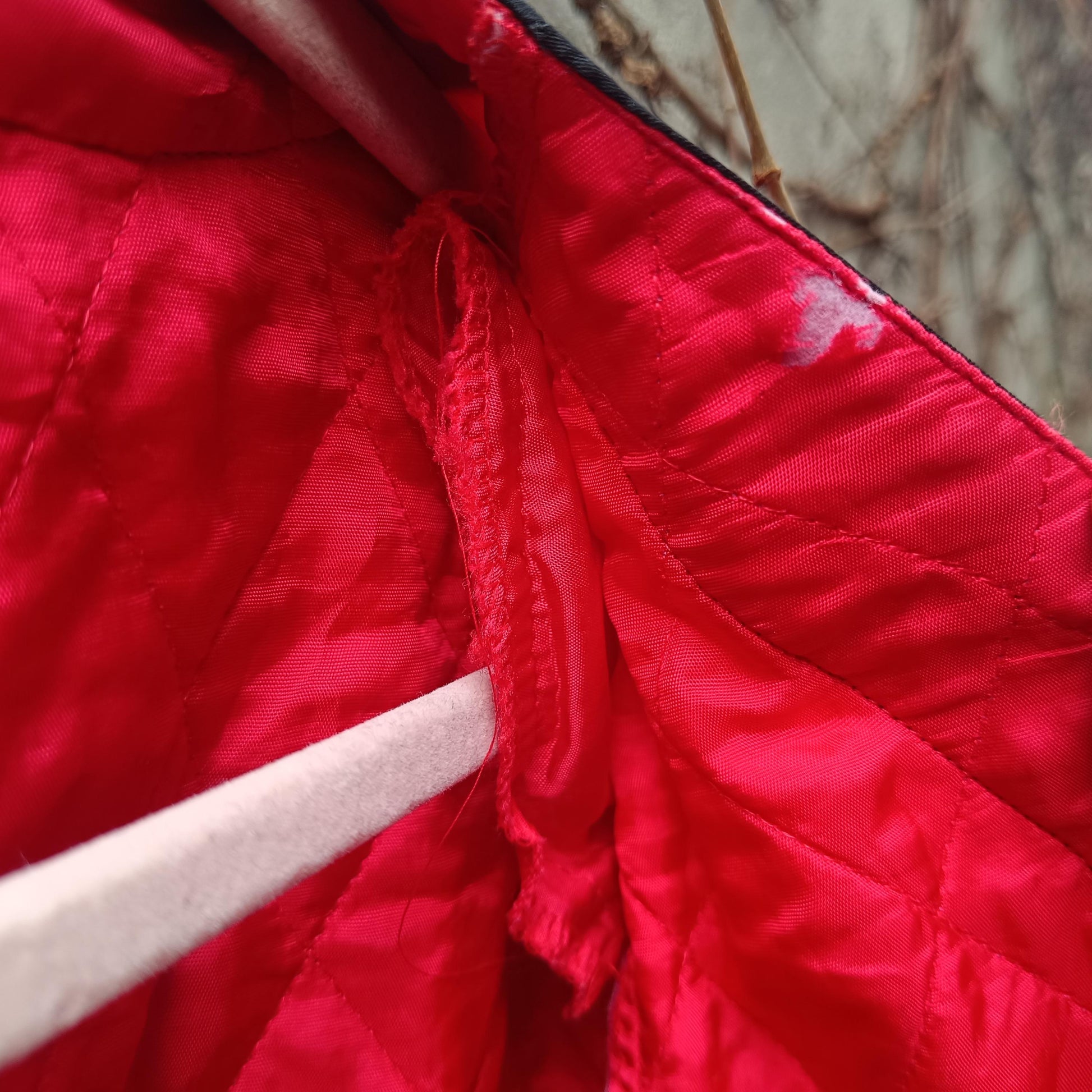 Vintage Red Quilted Jacket | Black Contrast Blazer Coat Gold Button Size 40