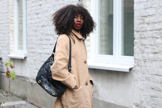 Vintage Camel Wool Angora Blend Coat| Mid Length Minimalism Overcoat |Brown Jacket S-M