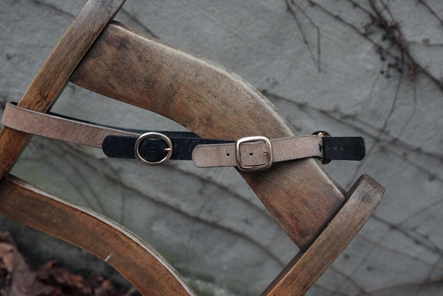 Doncaster Vintage Belt |Two Tone Leather Suede Gold Ring Buckle