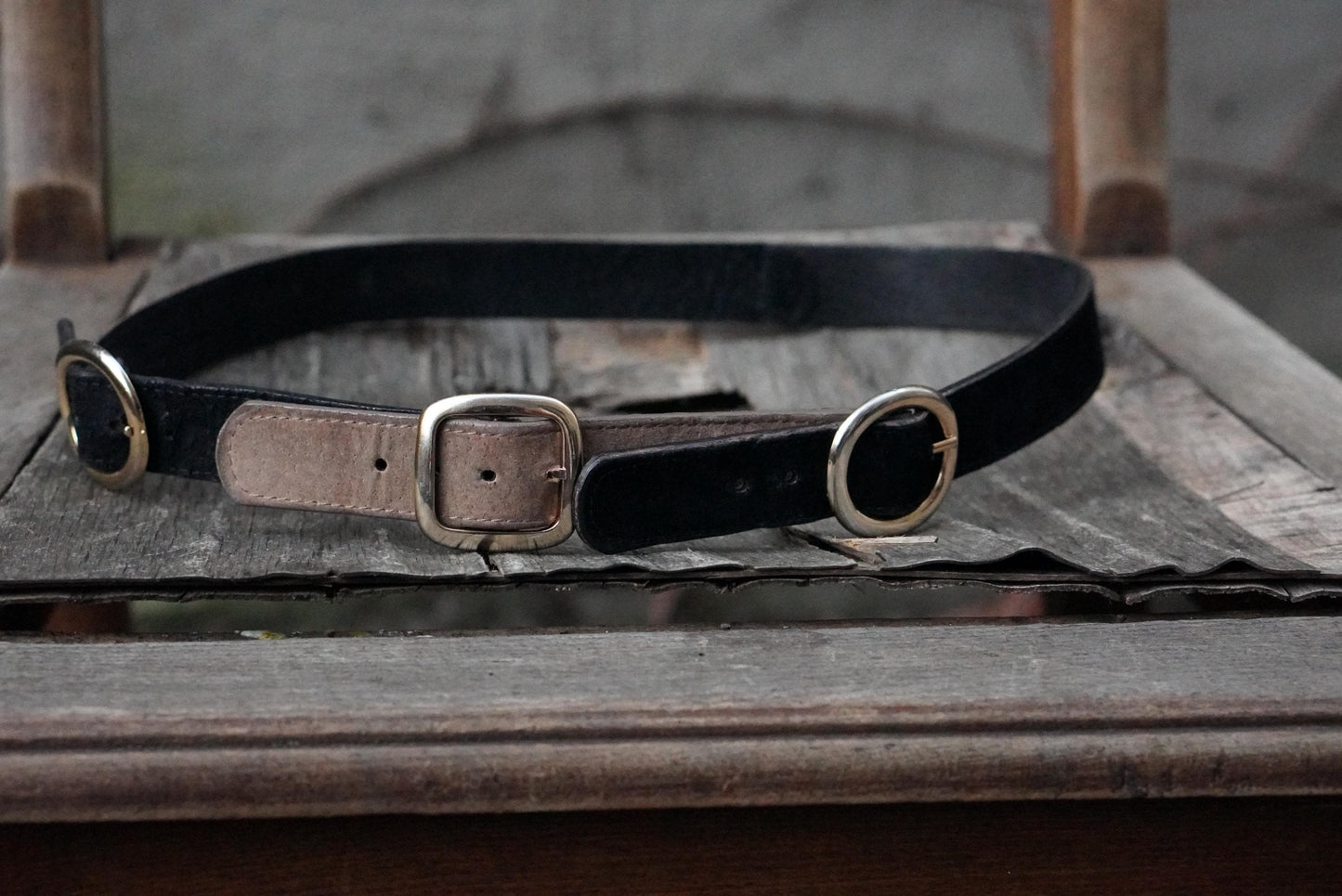 Doncaster Vintage Belt |Two Tone Leather Suede Gold Ring Buckle