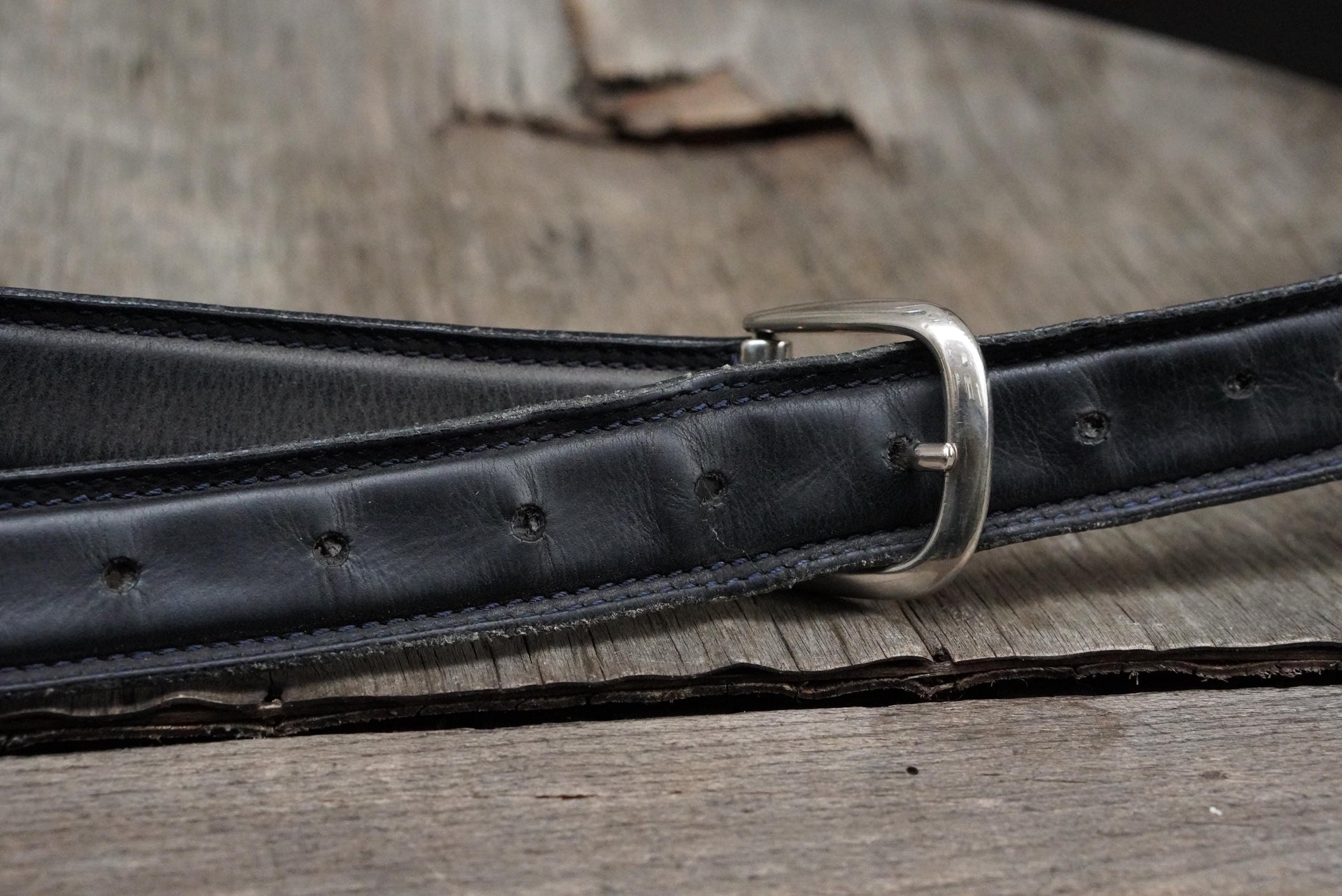 Vintage Pierre Cardin Leather Belt Designer Logo Buckle Charcoal Grey