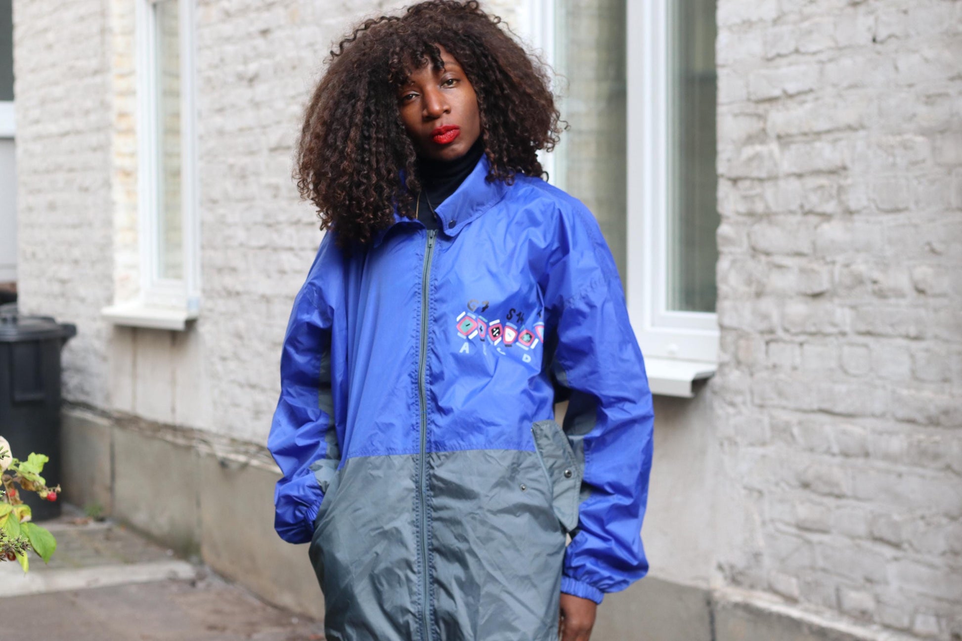Marcel Clair Vintage 90s Windbreaker Jacket| Blue Grey Oversized L Retro Streetwear