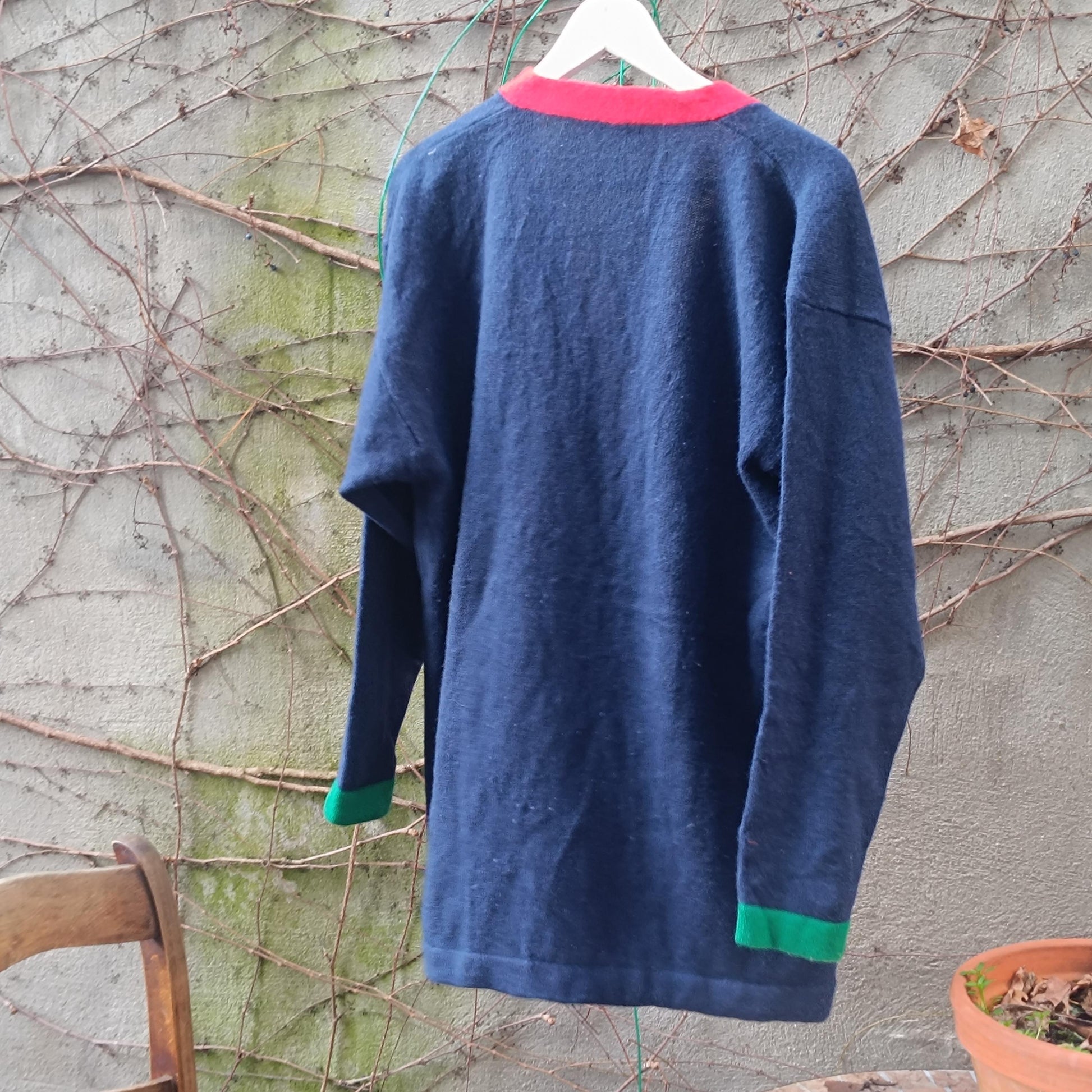 Vintage Peter Hahn Cardigan| 80s Lambswool Angora Navy Blue Oversized Sweater
