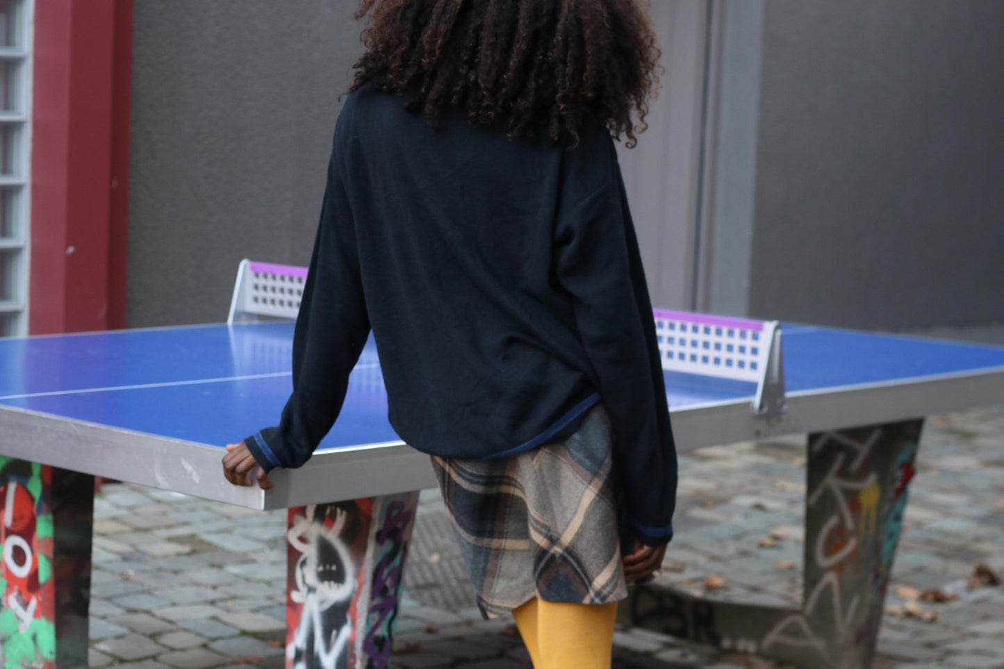 Vintage Navy Striped Sweater Oversized 90s V-Neck Pullover Knit Blue Geometric