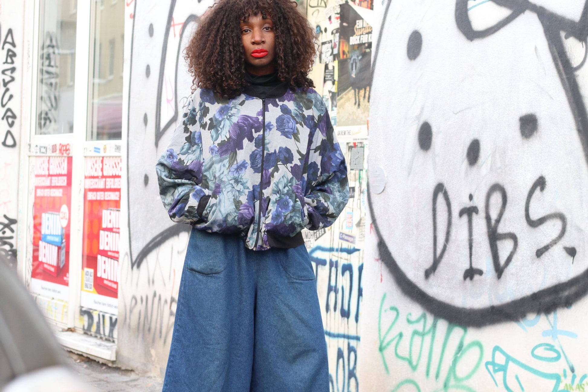 Y2K Floral Print Bomber Jacket| Size S