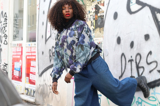 Y2K Floral Print Bomber Jacket| Size S