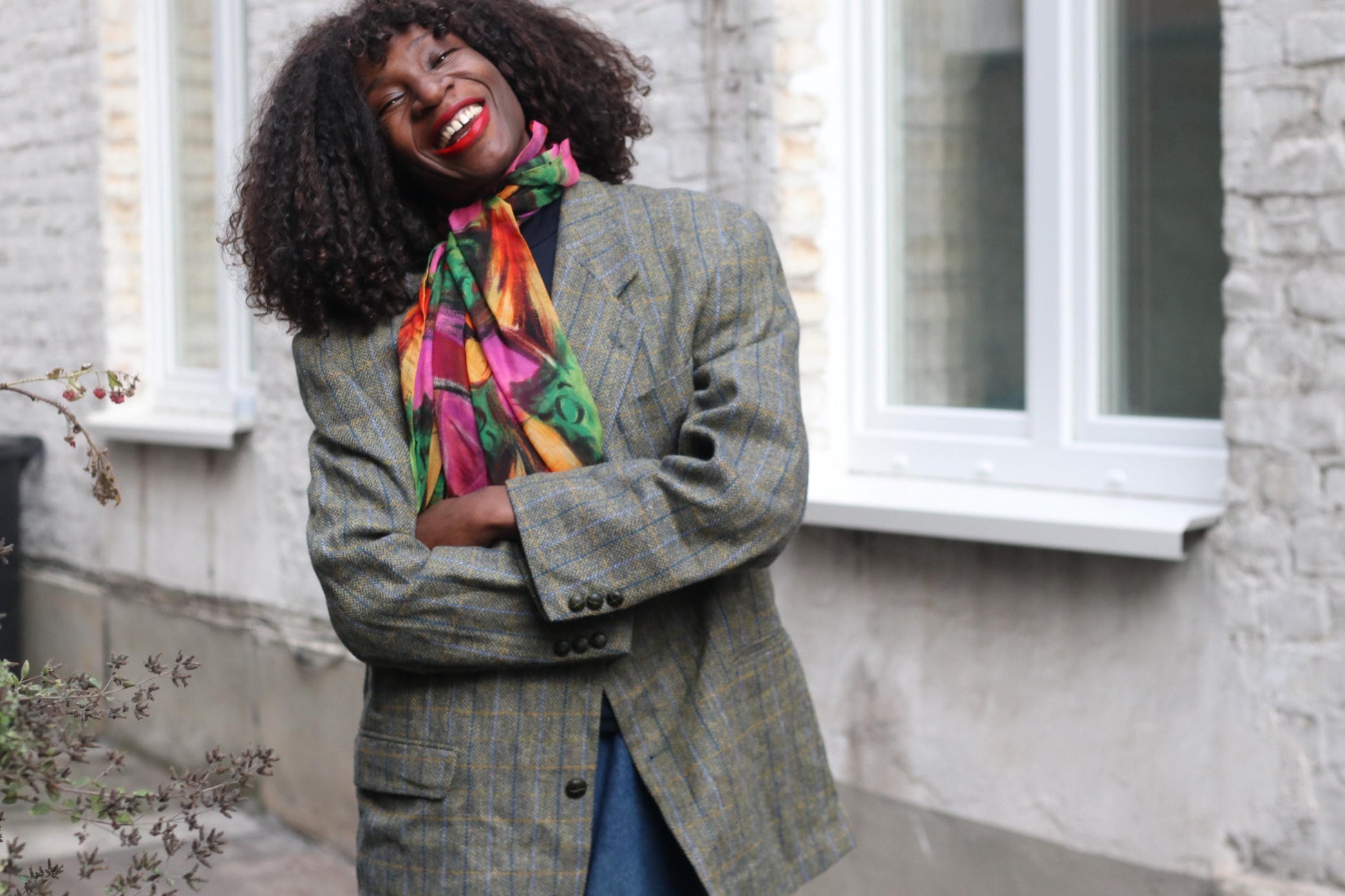 Vintage Wool Alpaca Check Blazer | Oversized 90s Plaid Jacket