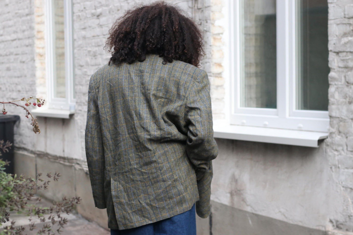 Vintage Wool Alpaca Check Blazer | Oversized 90s Plaid Jacket