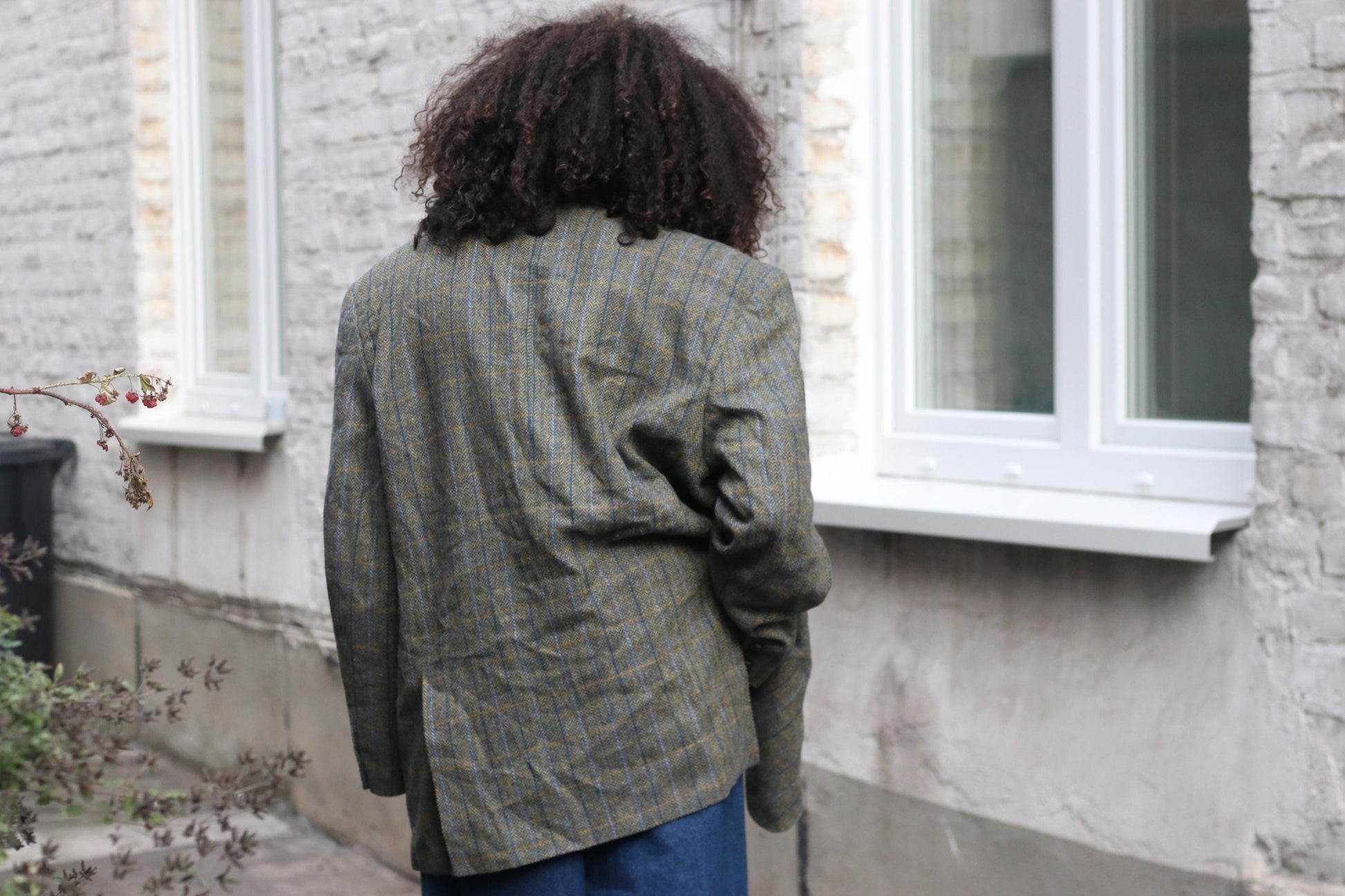 Vintage Wool Alpaca Check Blazer | Oversized 90s Plaid Jacket