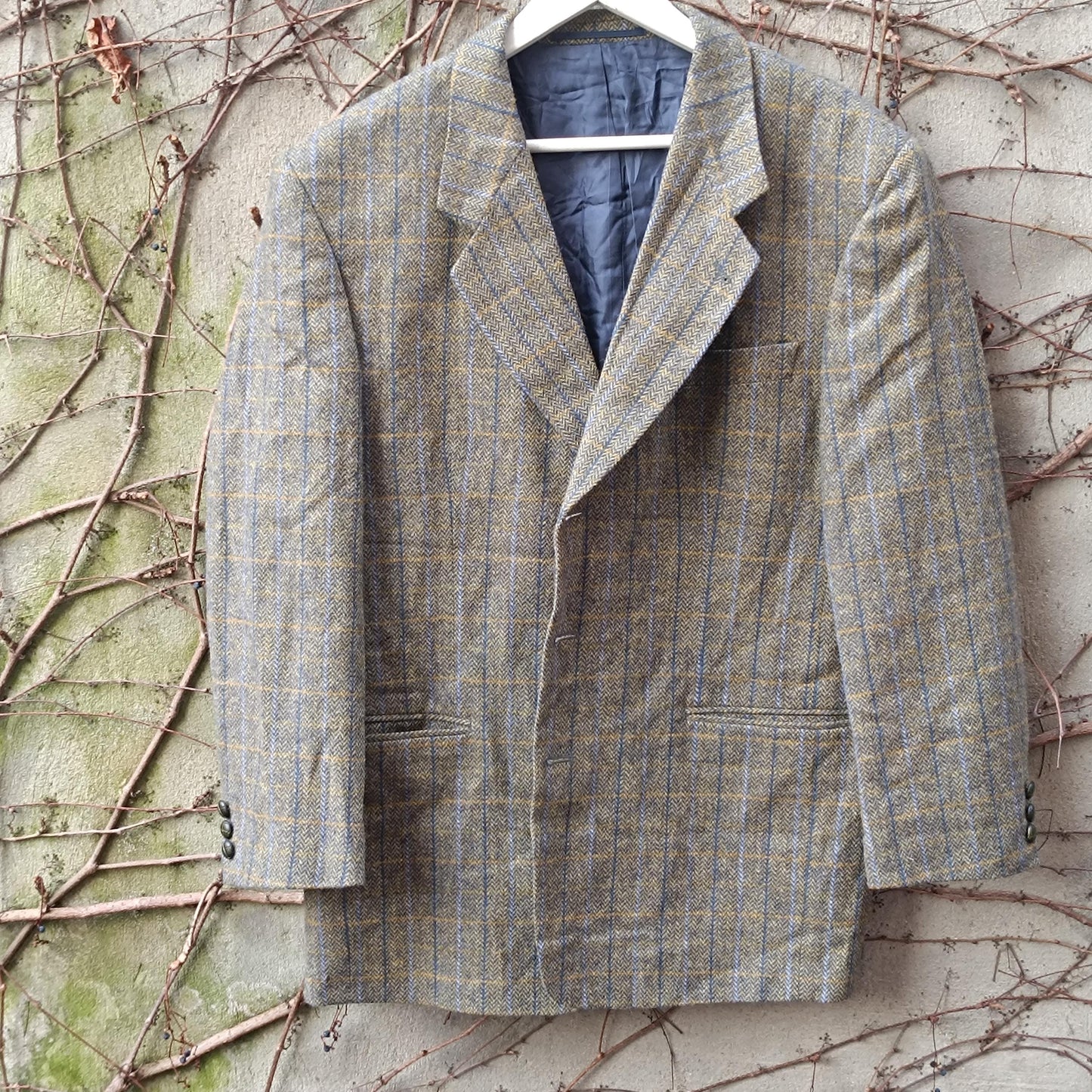 Vintage Wool Alpaca Check Blazer | Oversized 90s Plaid Jacket