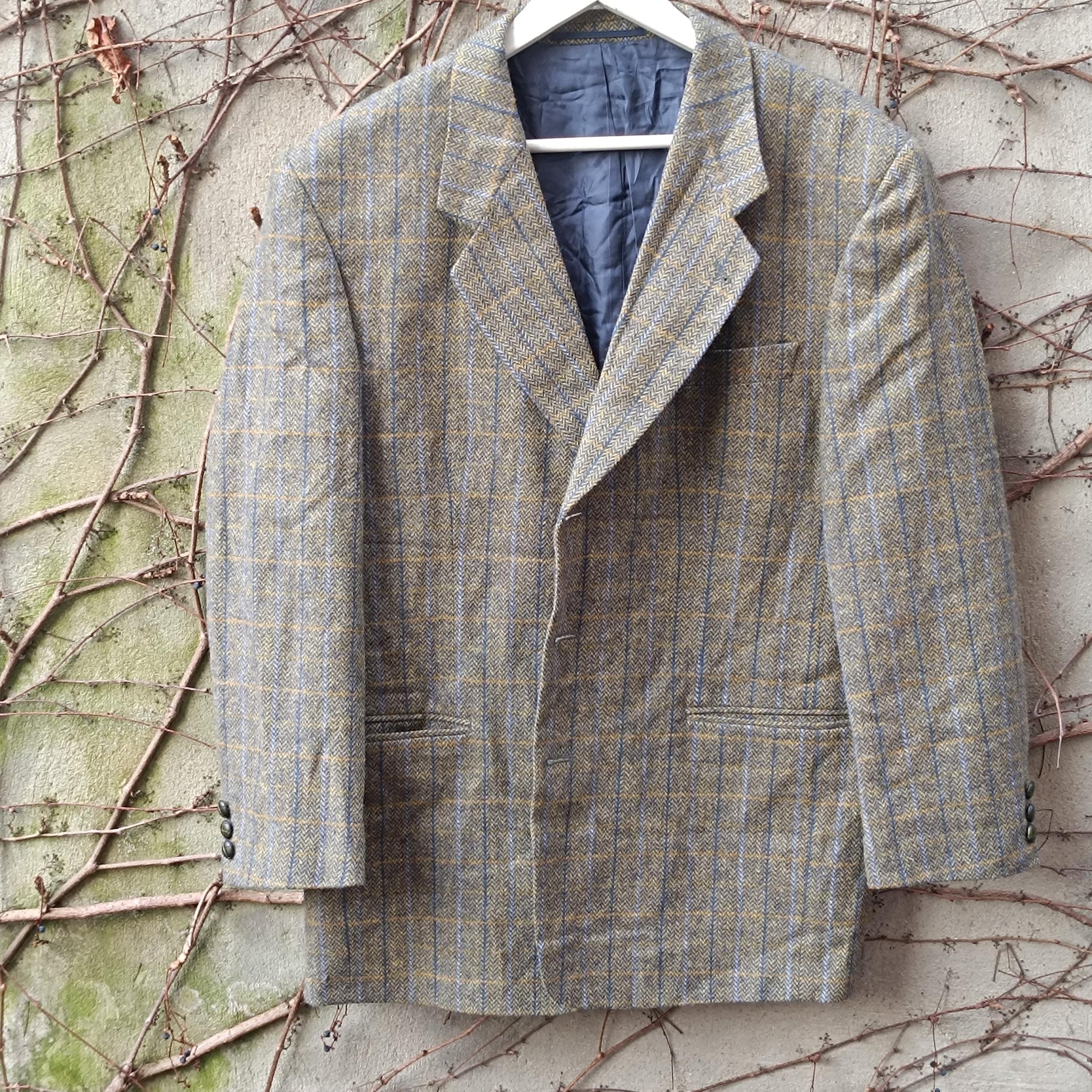 Vintage Wool Alpaca Check Blazer | Oversized 90s Plaid Jacket