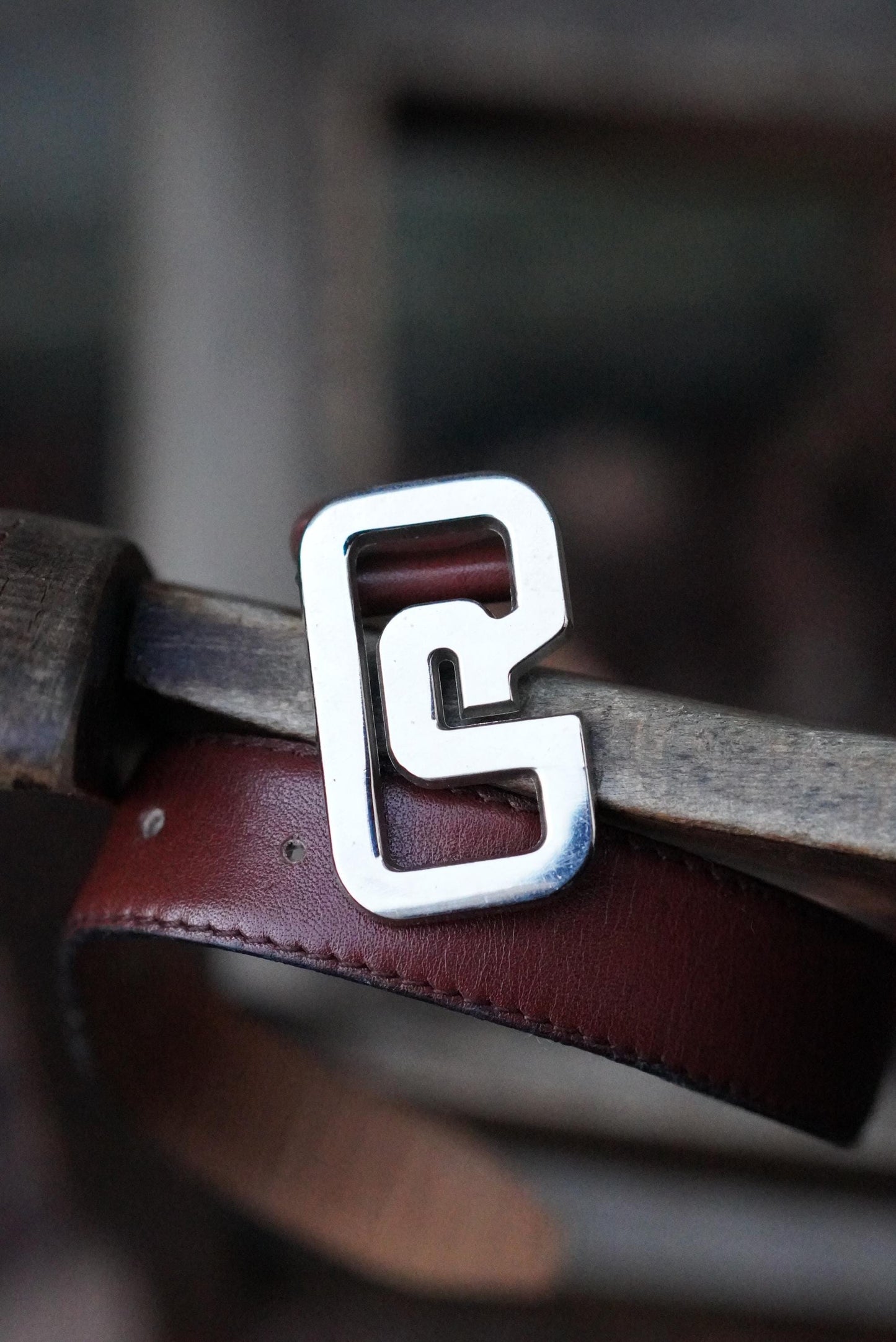 Rodier Paris Vintage Leather Belt Size 85 Cognac Brown Silver Logo Buckle Designer
