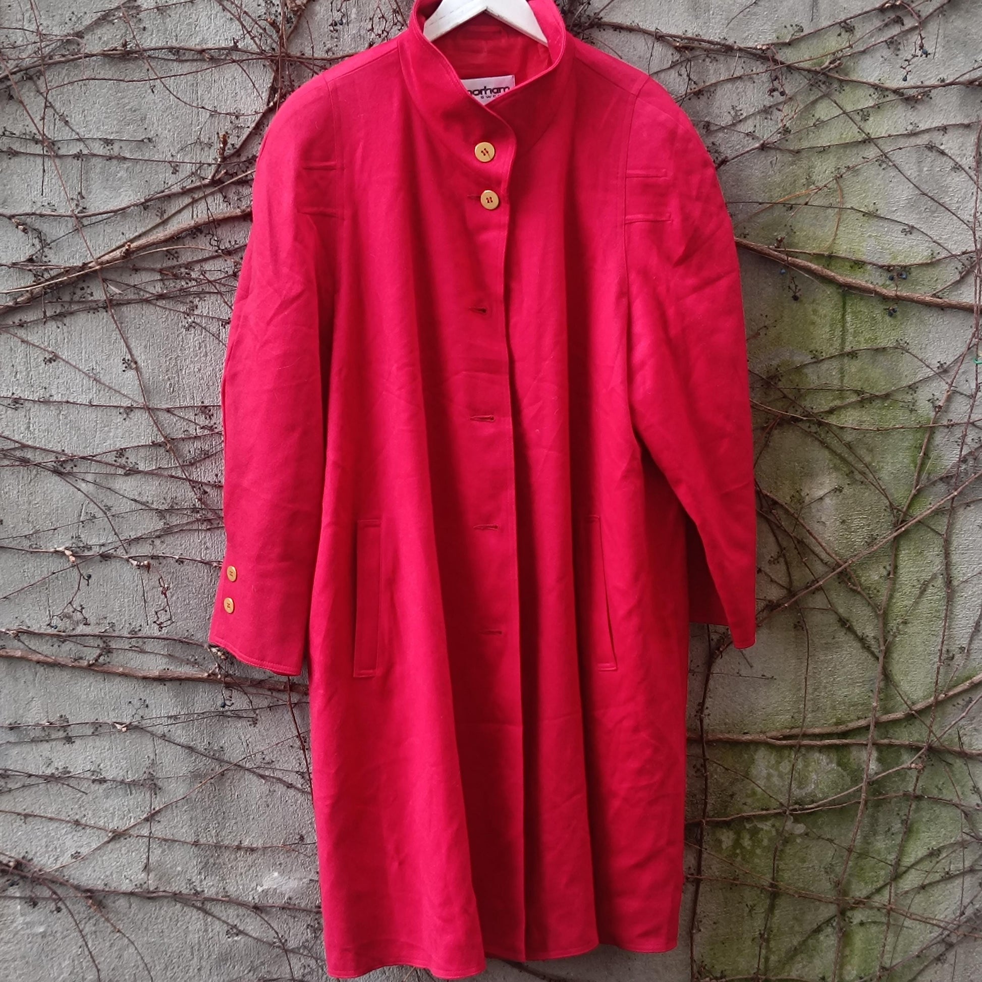 Vintage Red Wool Coat Norham of Sweden|Oversized Longline Minimalist Winter Wrap