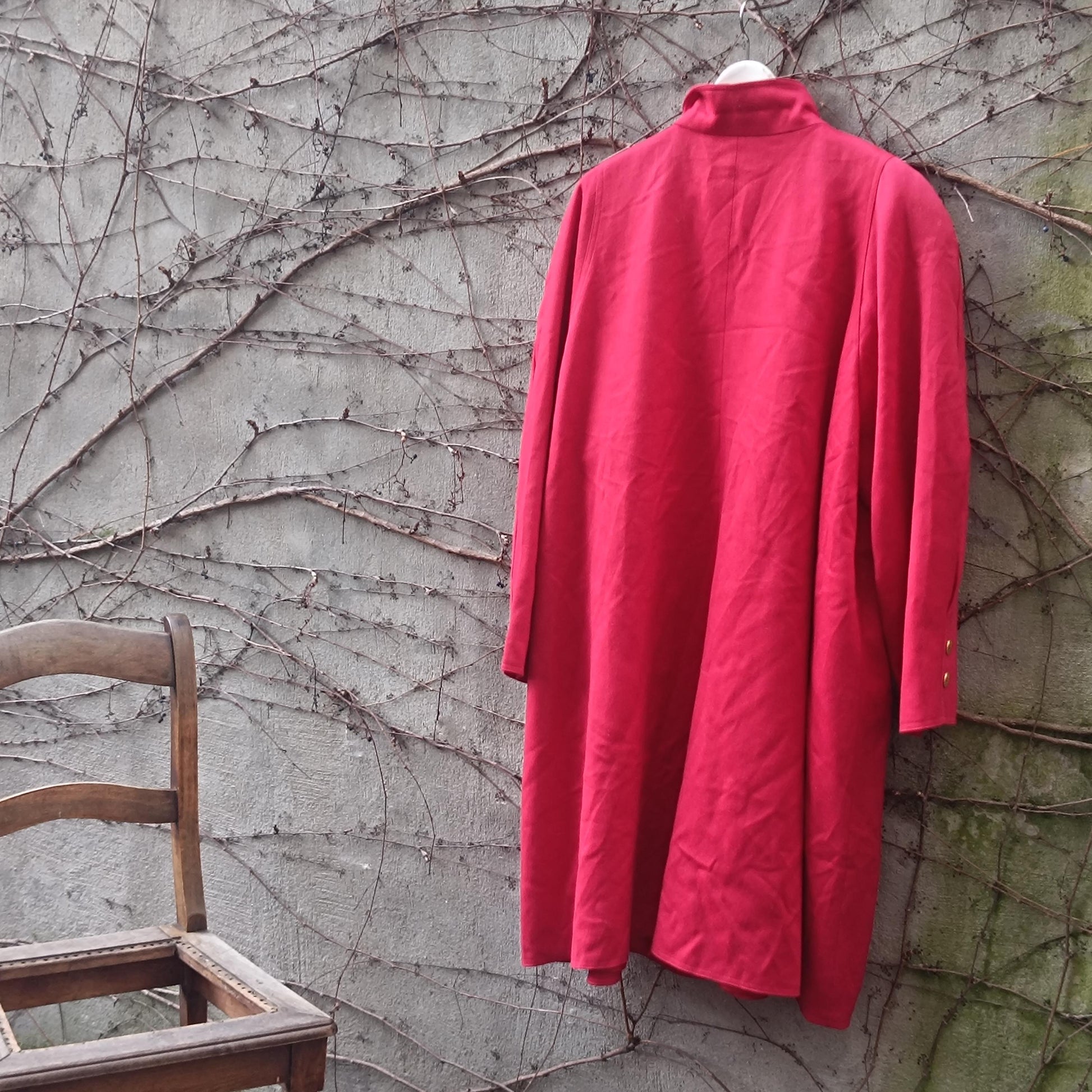 Vintage Red Wool Coat Norham of Sweden|Oversized Longline Minimalist Winter Wrap