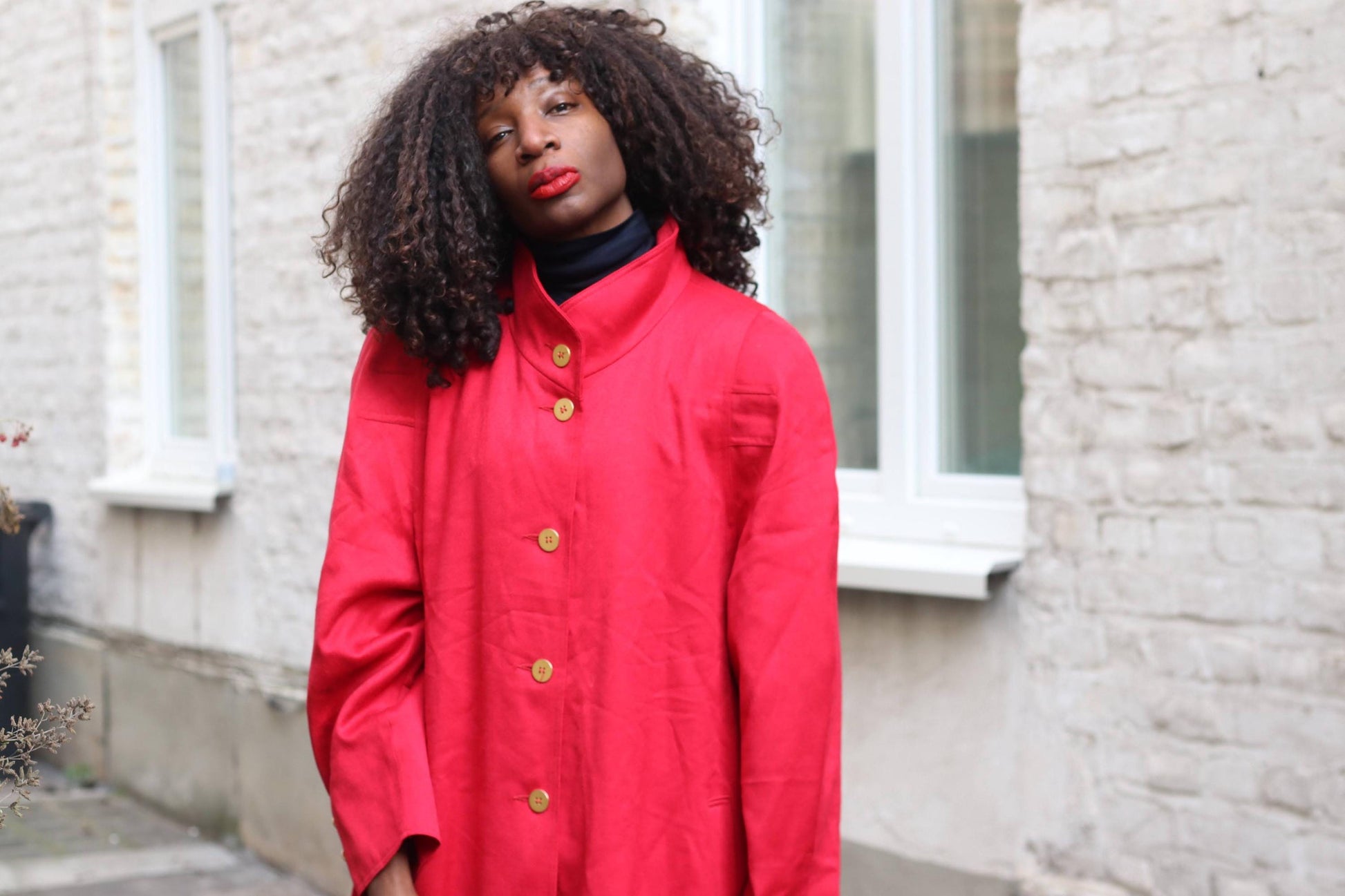 Vintage Red Wool Coat Norham of Sweden|Oversized Longline Minimalist Winter Wrap