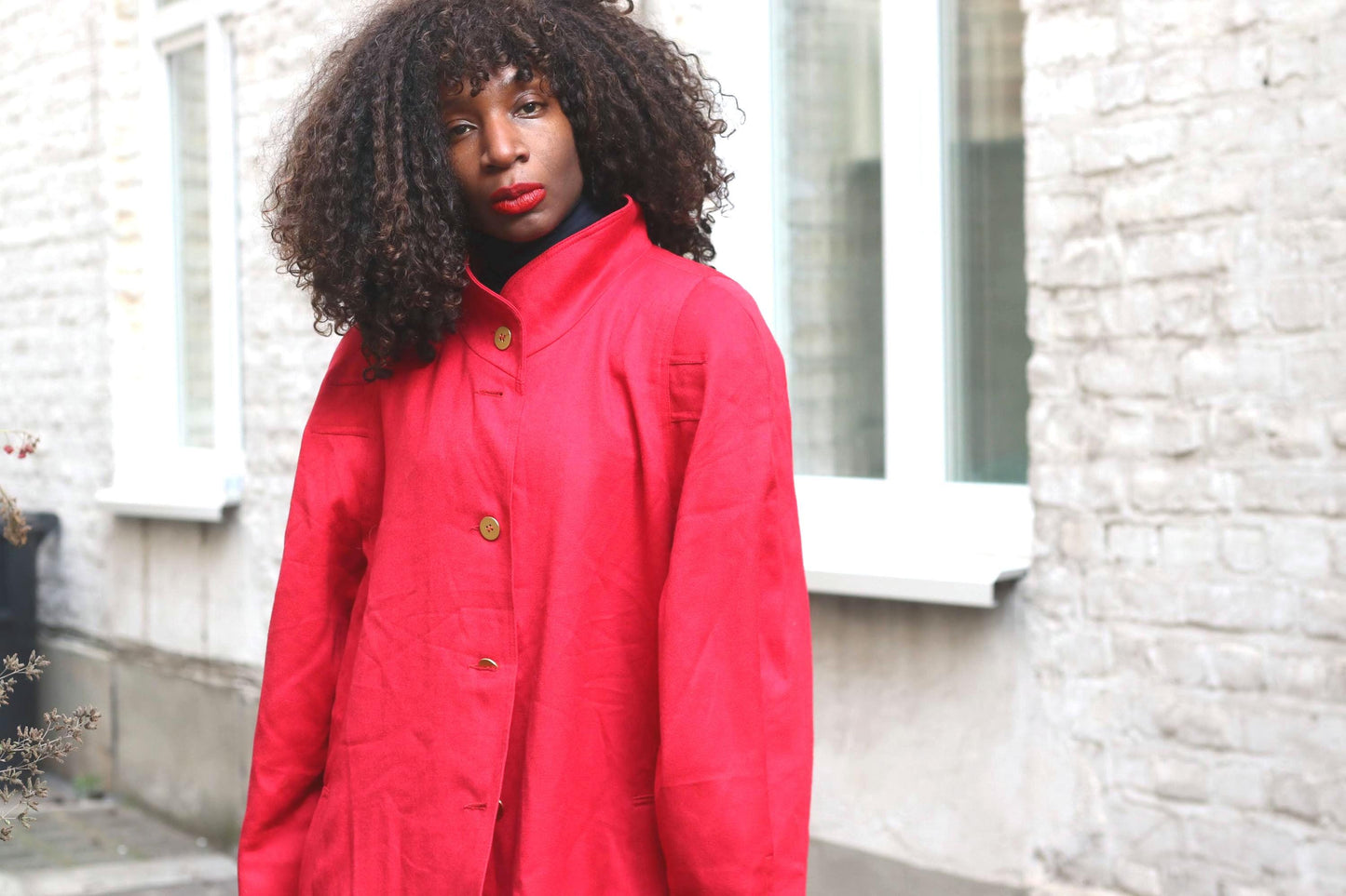 Vintage Red Wool Coat Norham of Sweden|Oversized Longline Minimalist Winter Wrap