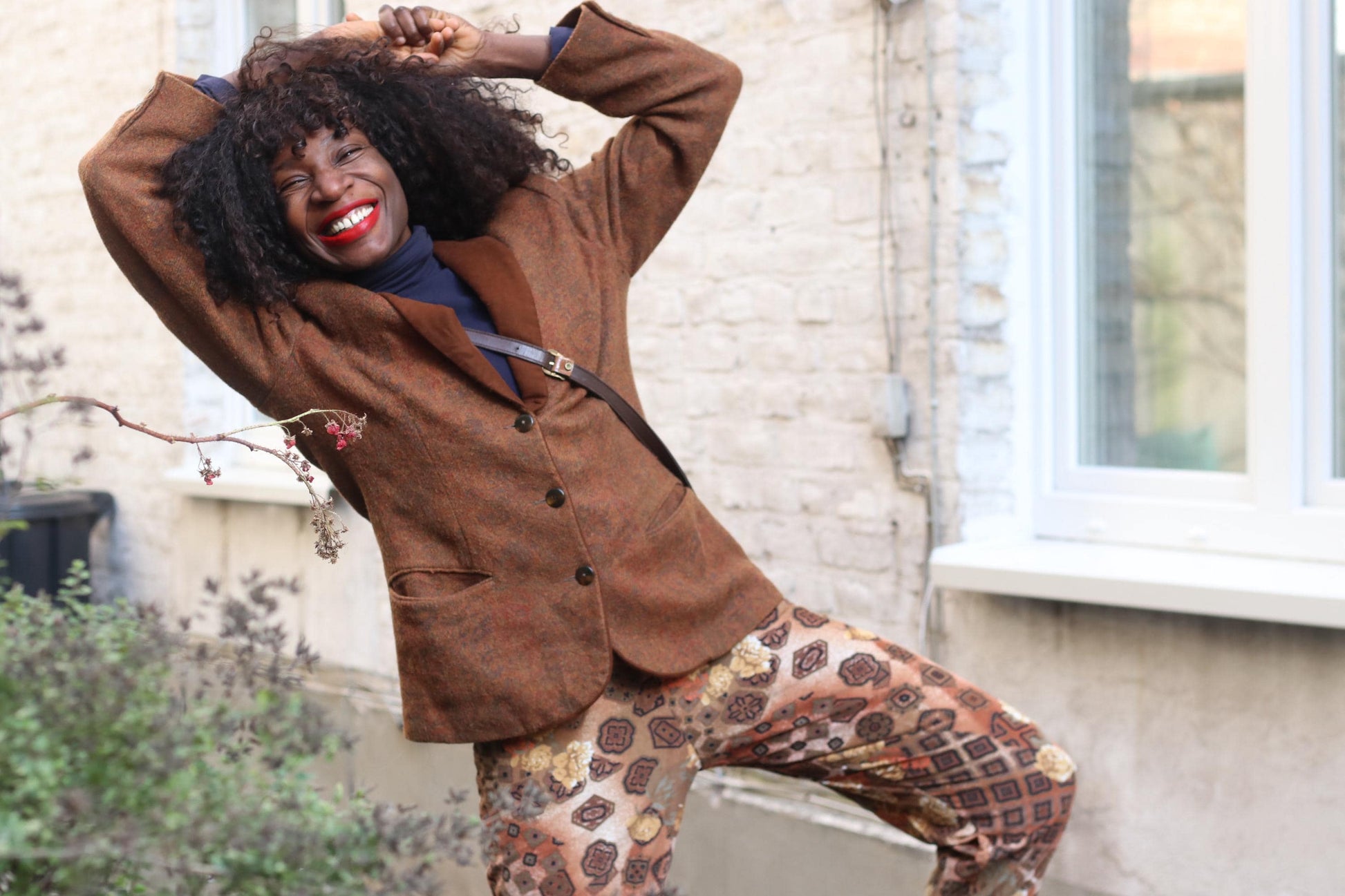 Vintage Paisley Wool Blazer| 89s Brown Collar Jacket Boho Dark Academia