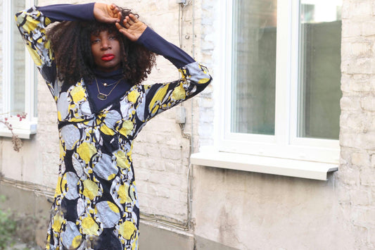 Vintage Popcorn Dress |90s Crinkle Bodycon Yellow Black Abstract Floral Y2K