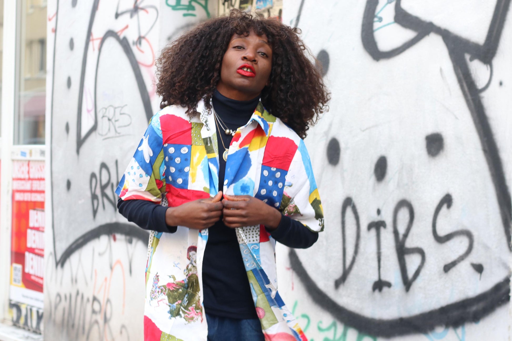 Vintage 90s Art Shirt| Unisex Abstract Patchwork Print Short Sleeve Viscose Blouse Size M