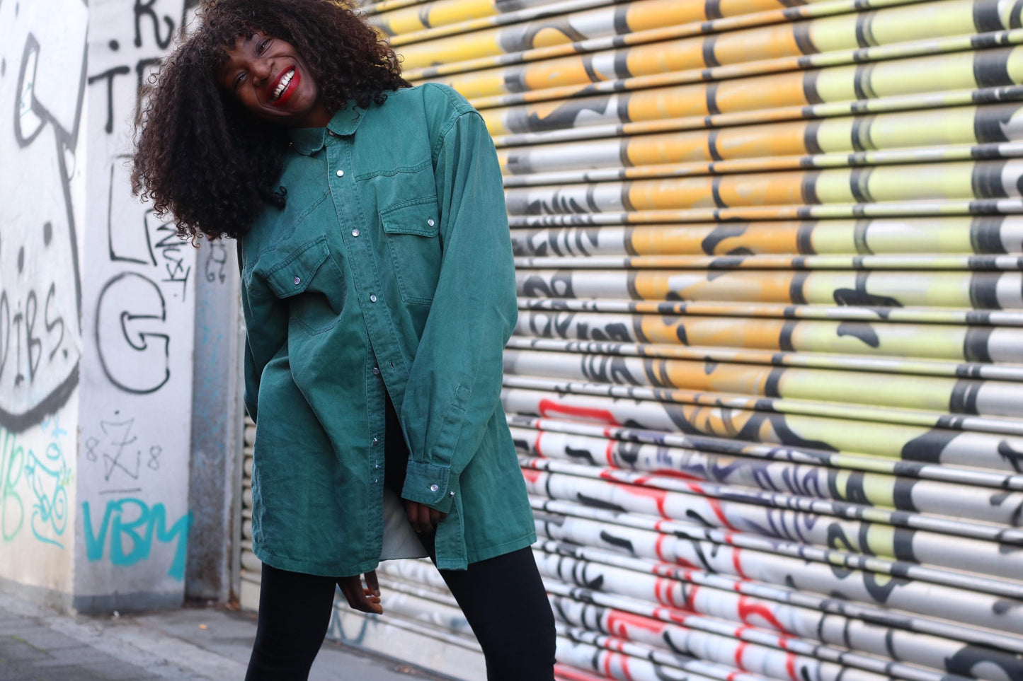 Vintage Arizona Jeans Green Denim Shirt 90s Oversized Cotton Button Up Top