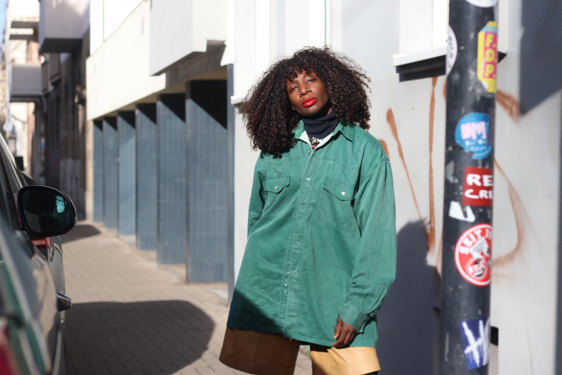 Vintage Arizona Jeans Green Denim Shirt 90s Oversized Cotton Button Up Top