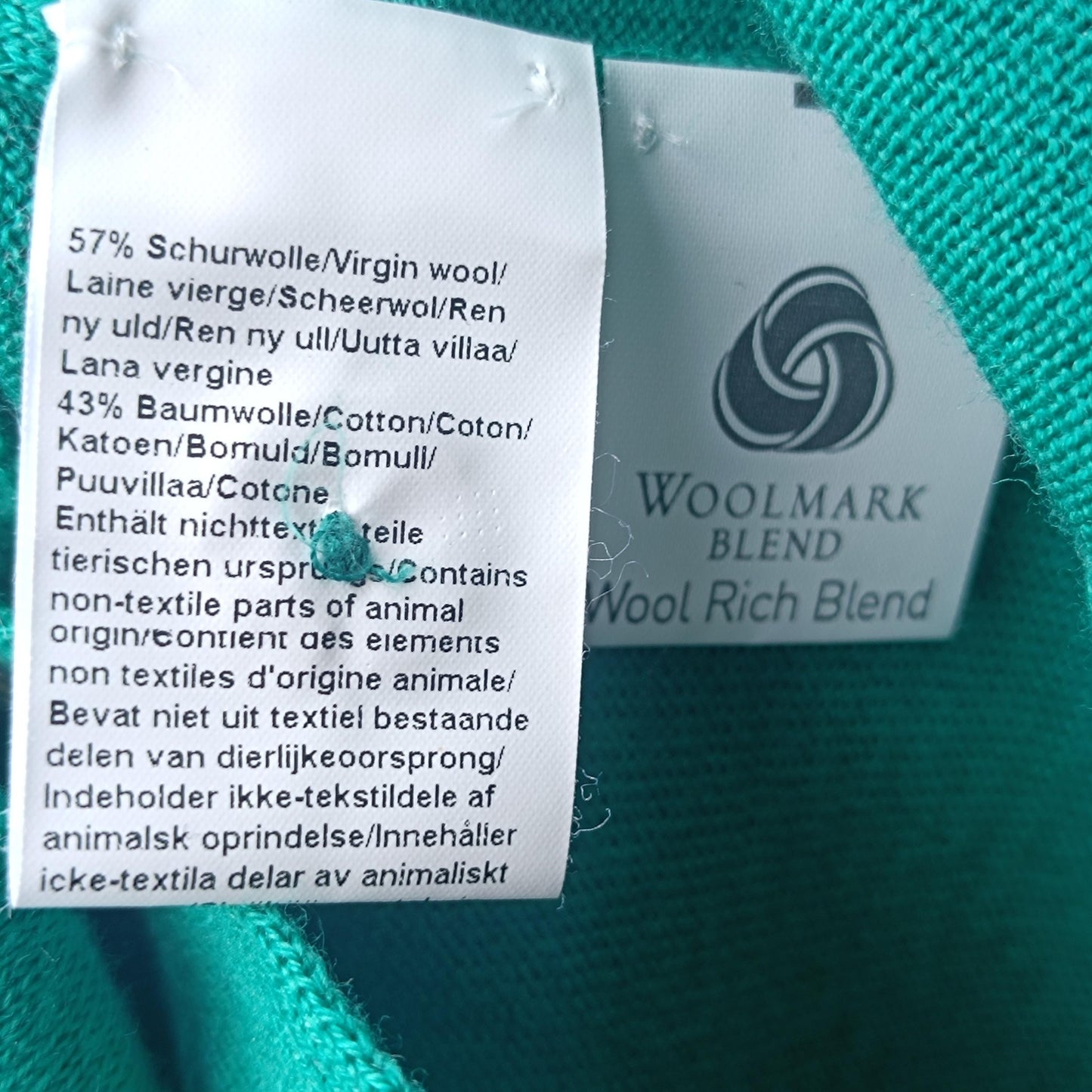 Vintage Deadstock Green Virgin Wool Cotton Polo Knit Cardigan Size M-L