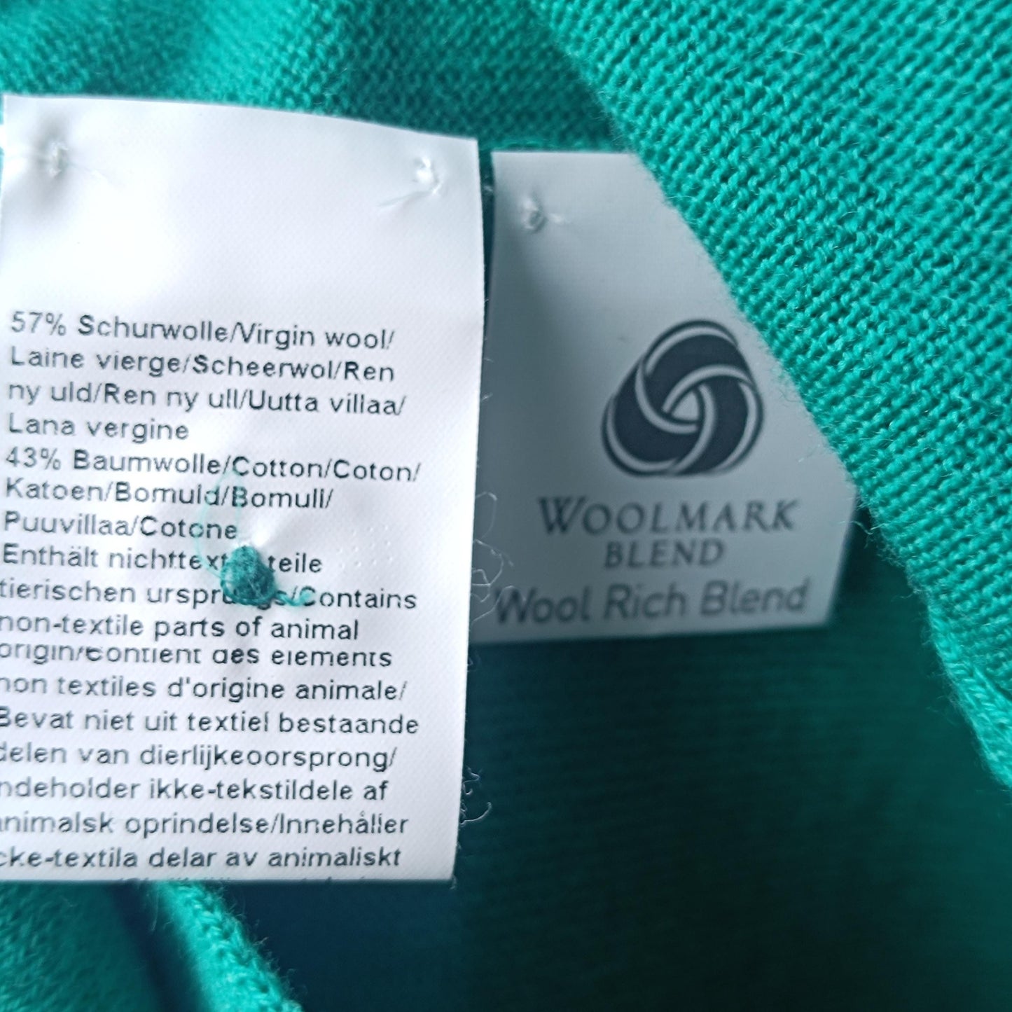 Vintage Deadstock Green Virgin Wool Cotton Polo Knit Cardigan Size M-L