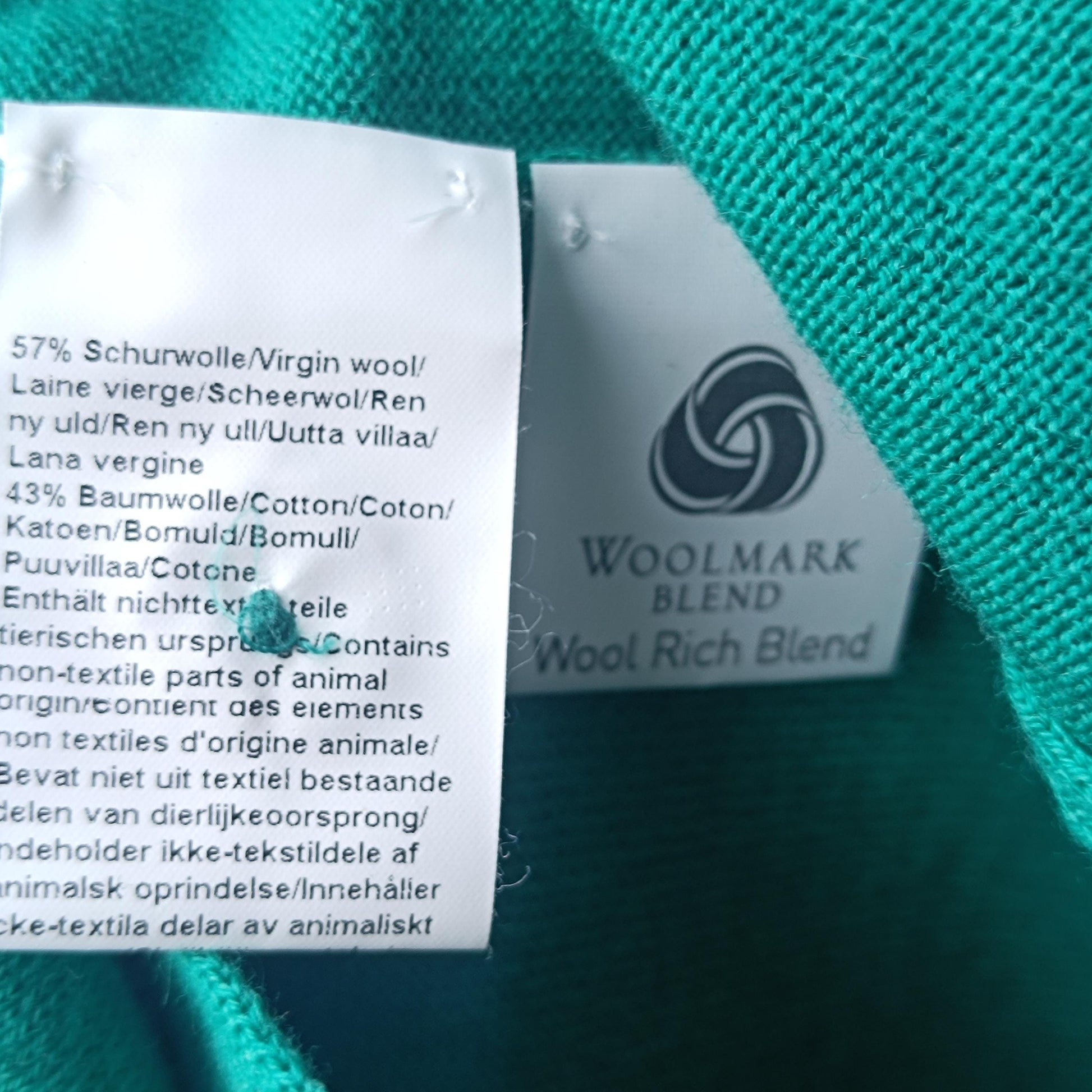 Vintage Deadstock Green Virgin Wool Cotton Polo Knit Cardigan Size M-L