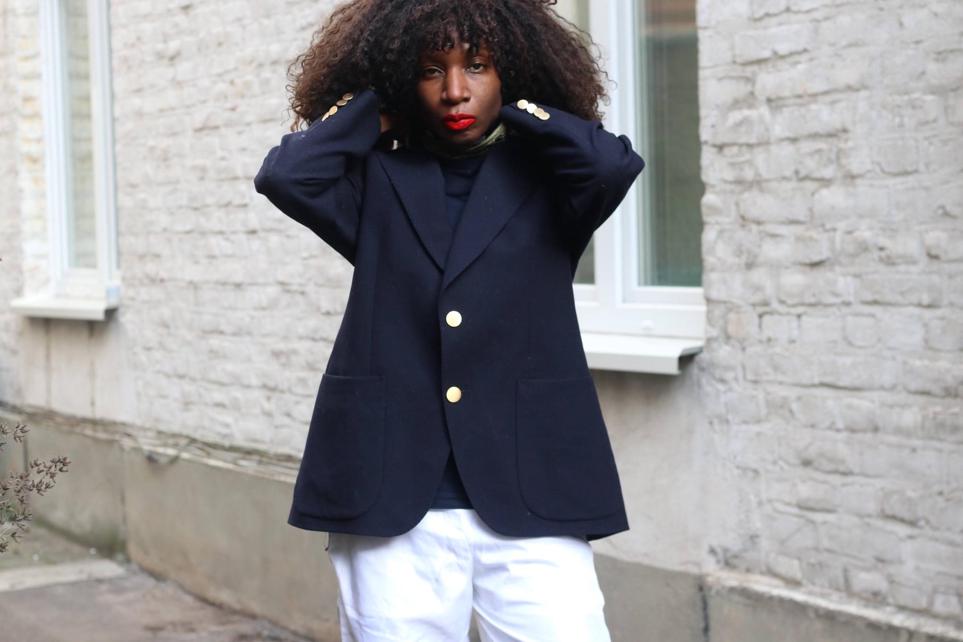 Vintage Navy Wool Blazer| 90s Made in Sweden Gold Buttons Dark Academia Jacket